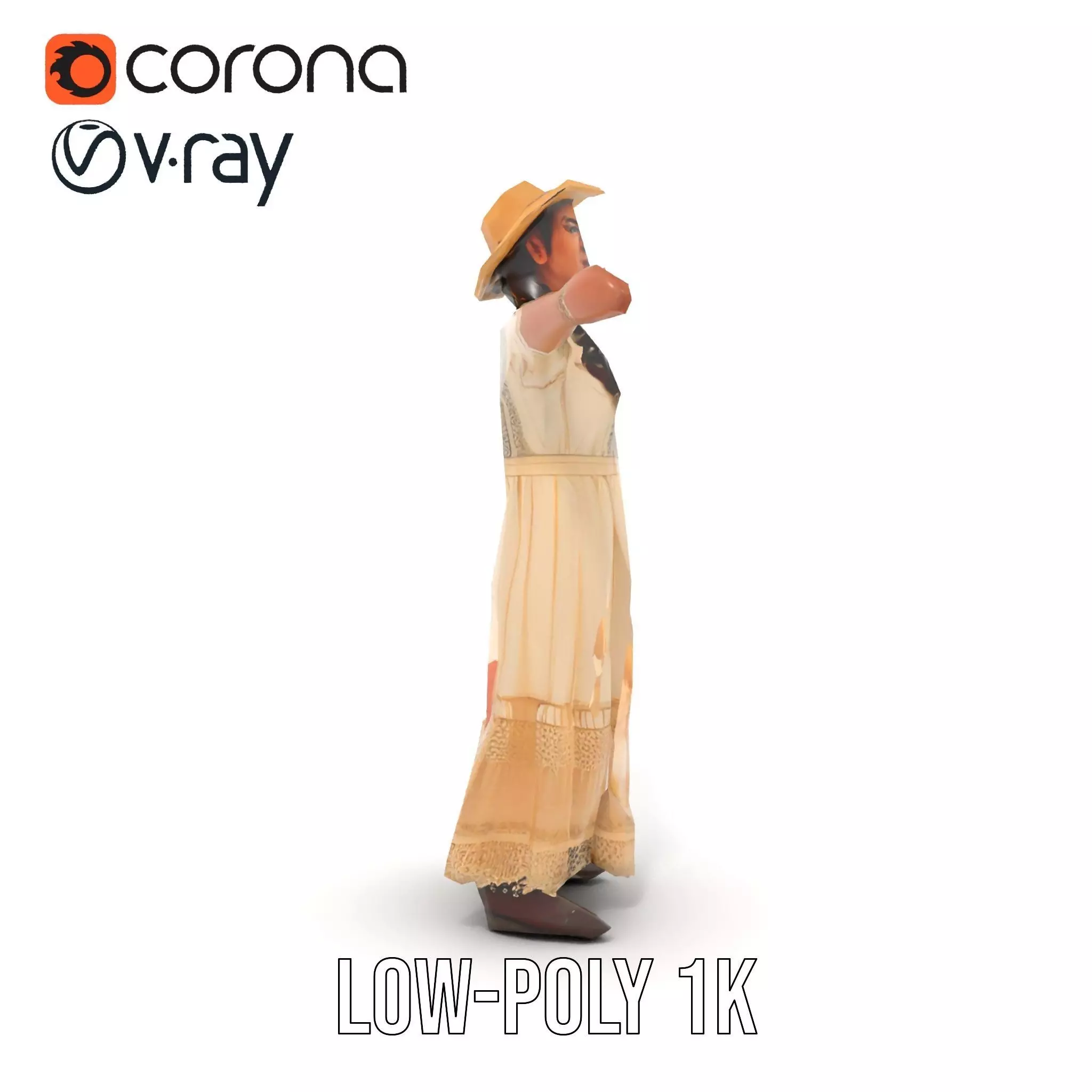 Vintage Lace Dress model pack Low-poly 3D model_18