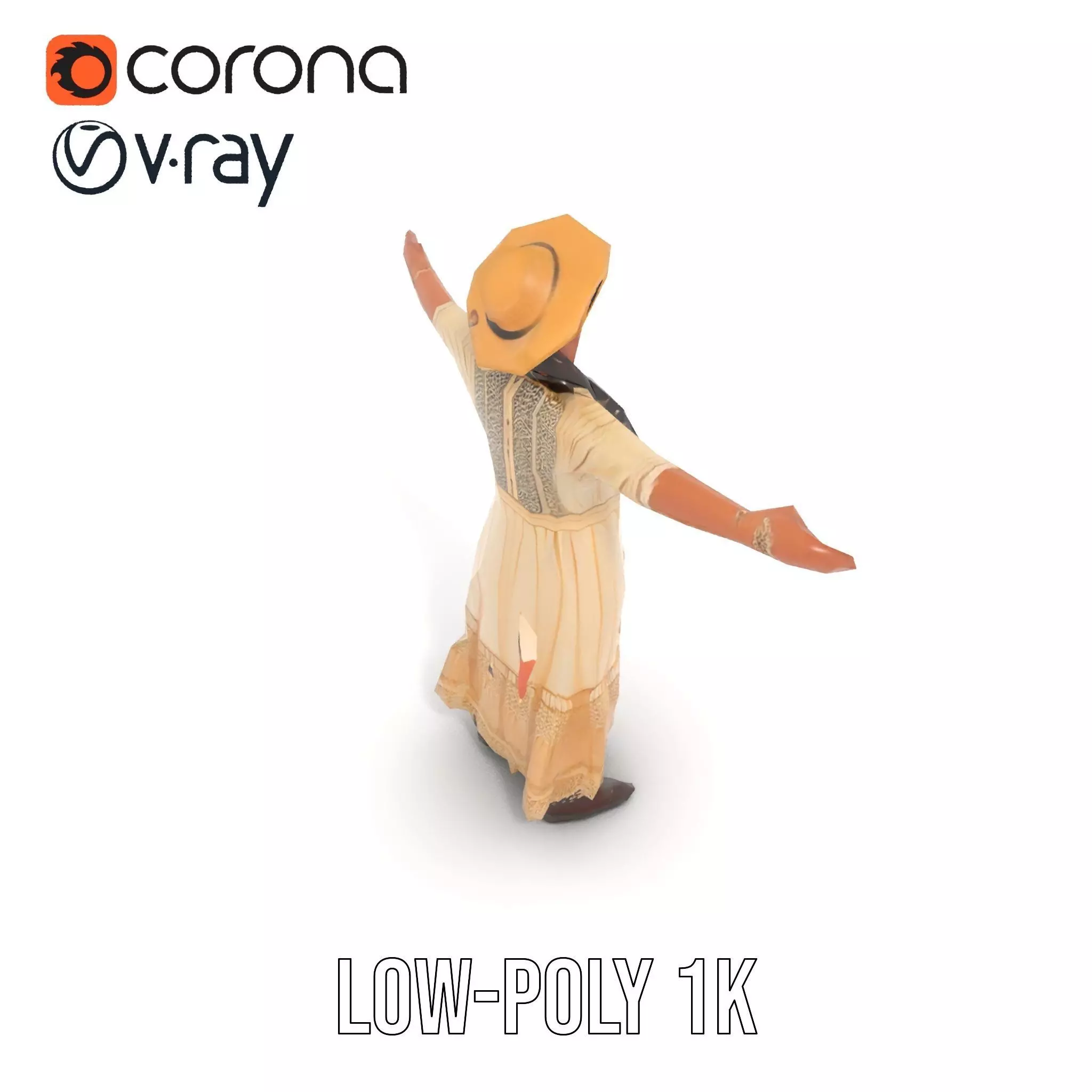 Vintage Lace Dress model pack Low-poly 3D model_9