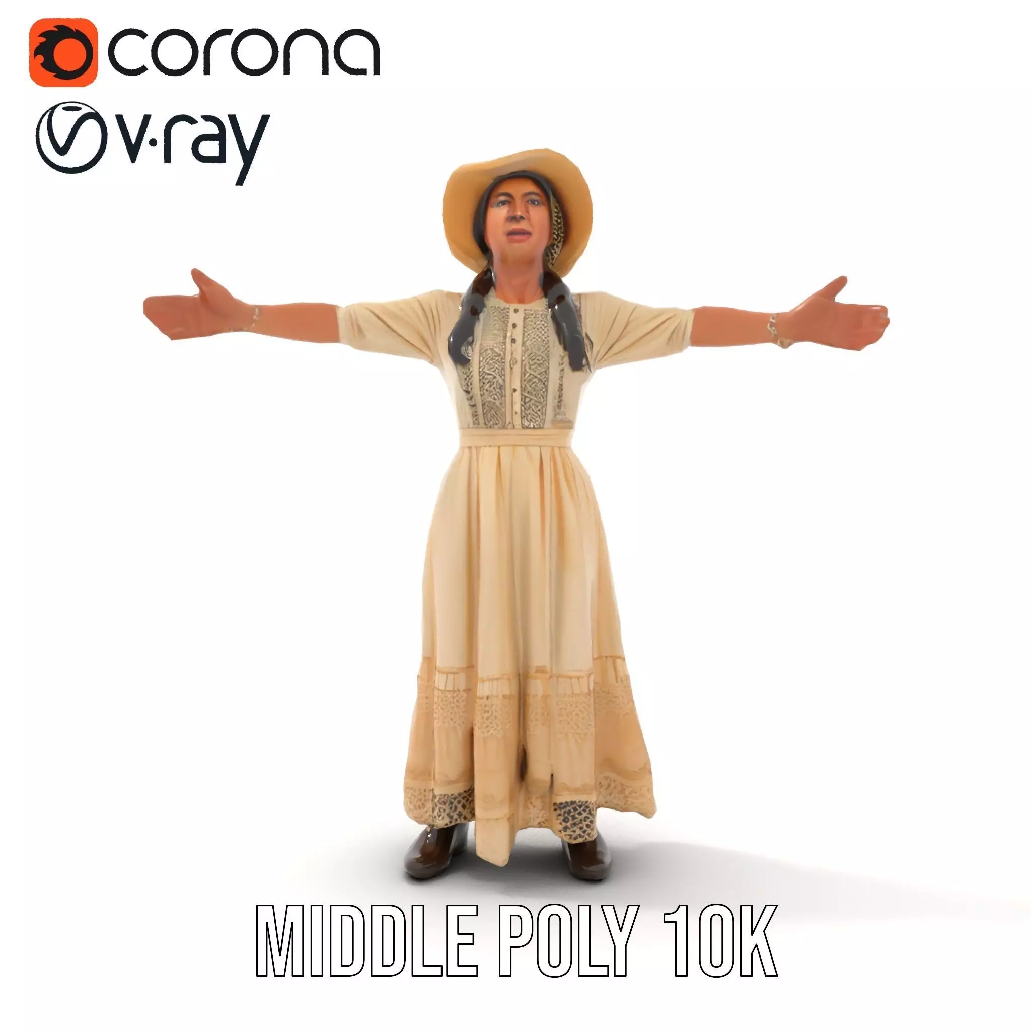 Vintage Lace Dress model pack Low-poly 3D model_5