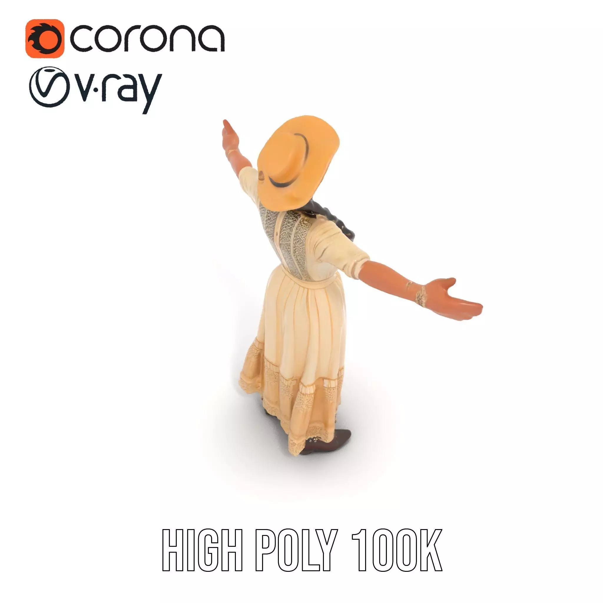 Vintage Lace Dress model pack Low-poly 3D model_25