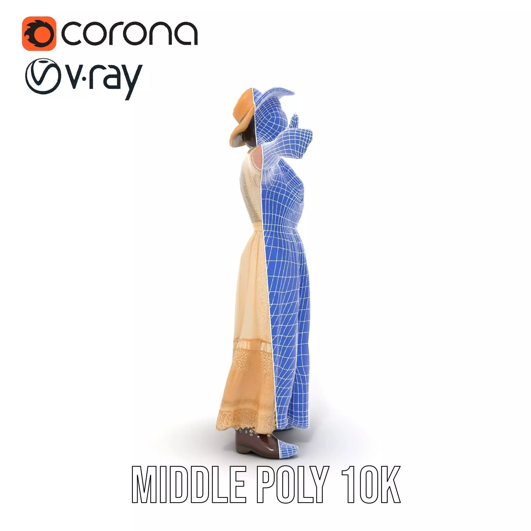 Vintage Lace Dress model pack Low-poly 3D model_29