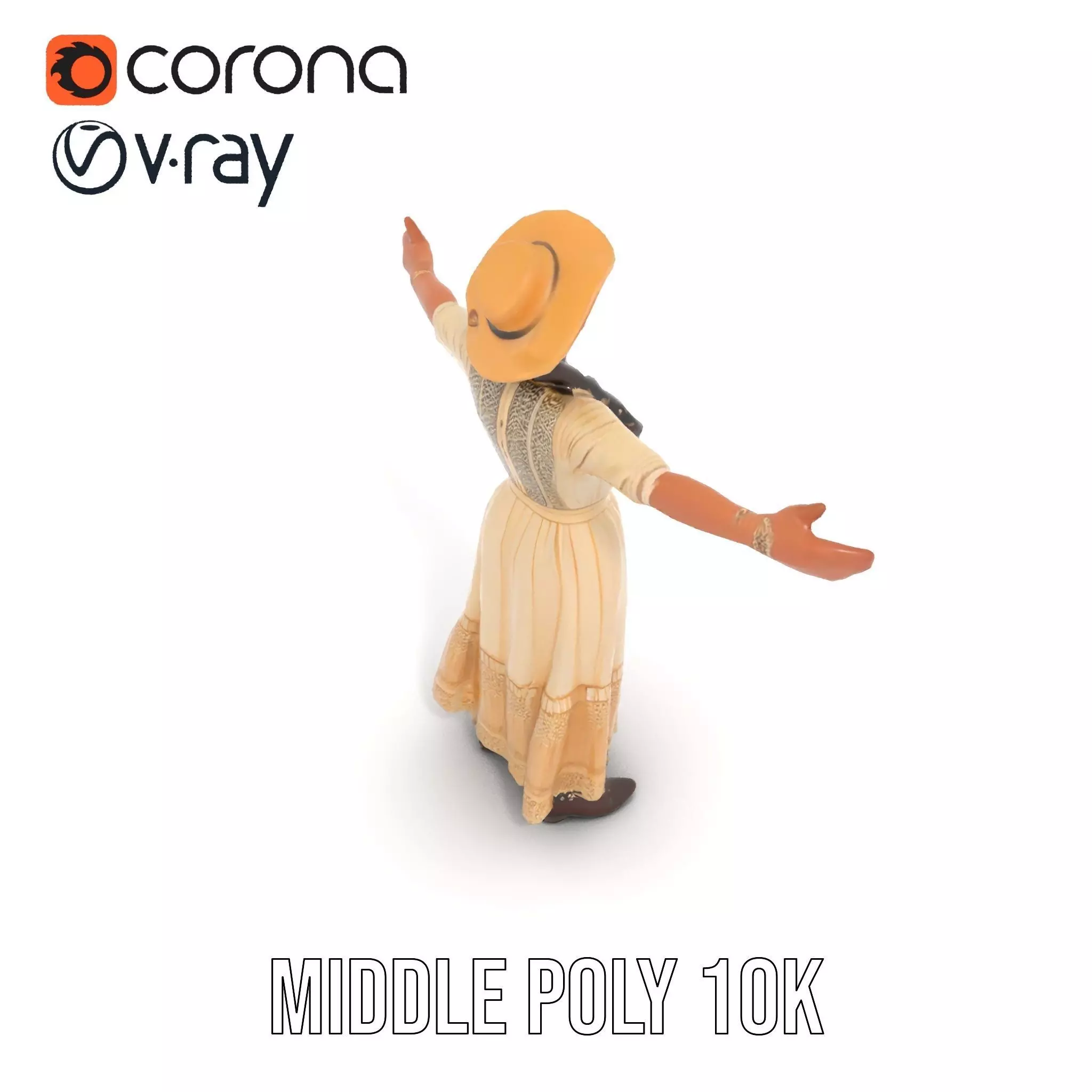 Vintage Lace Dress model pack Low-poly 3D model_11