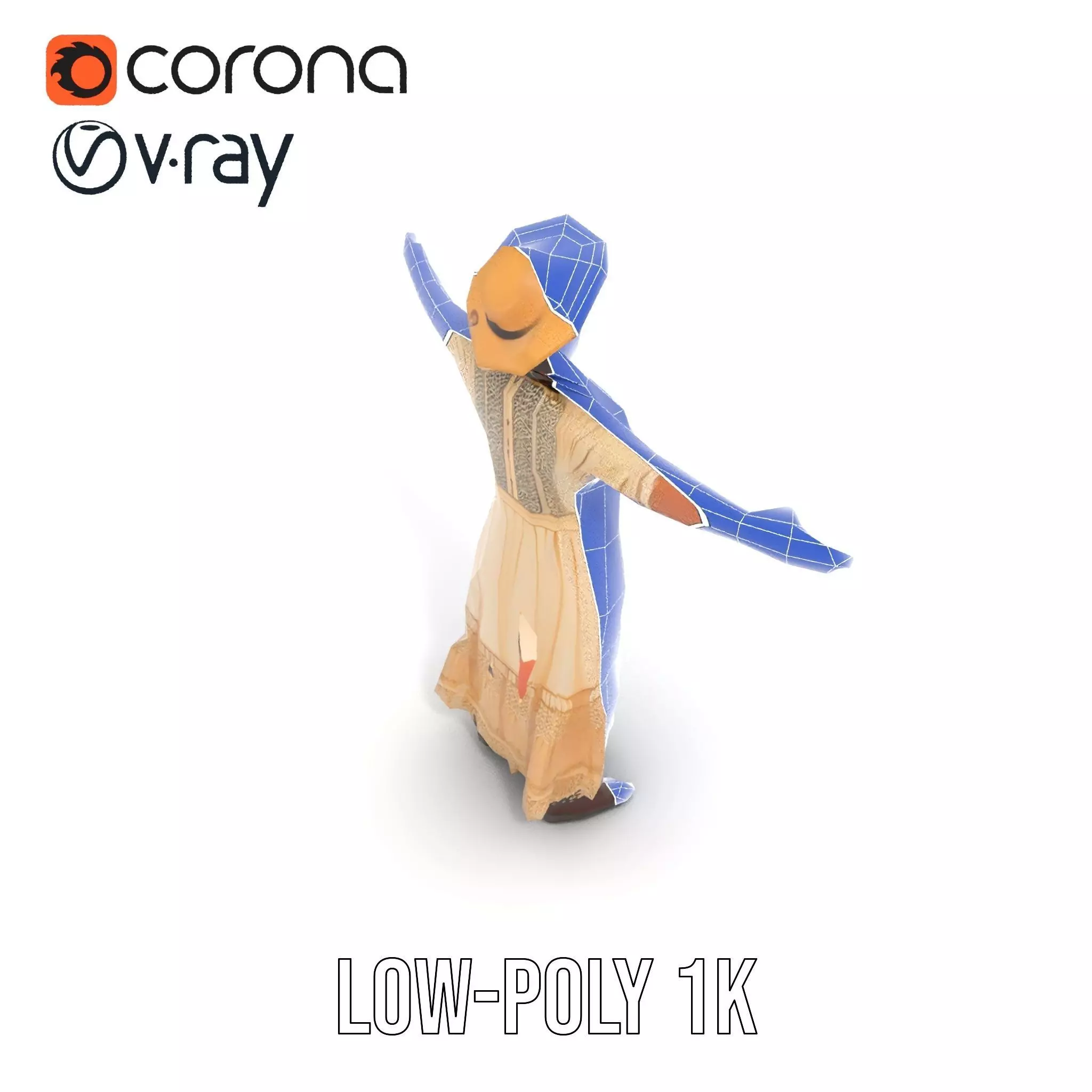 Vintage Lace Dress model pack Low-poly 3D model_14