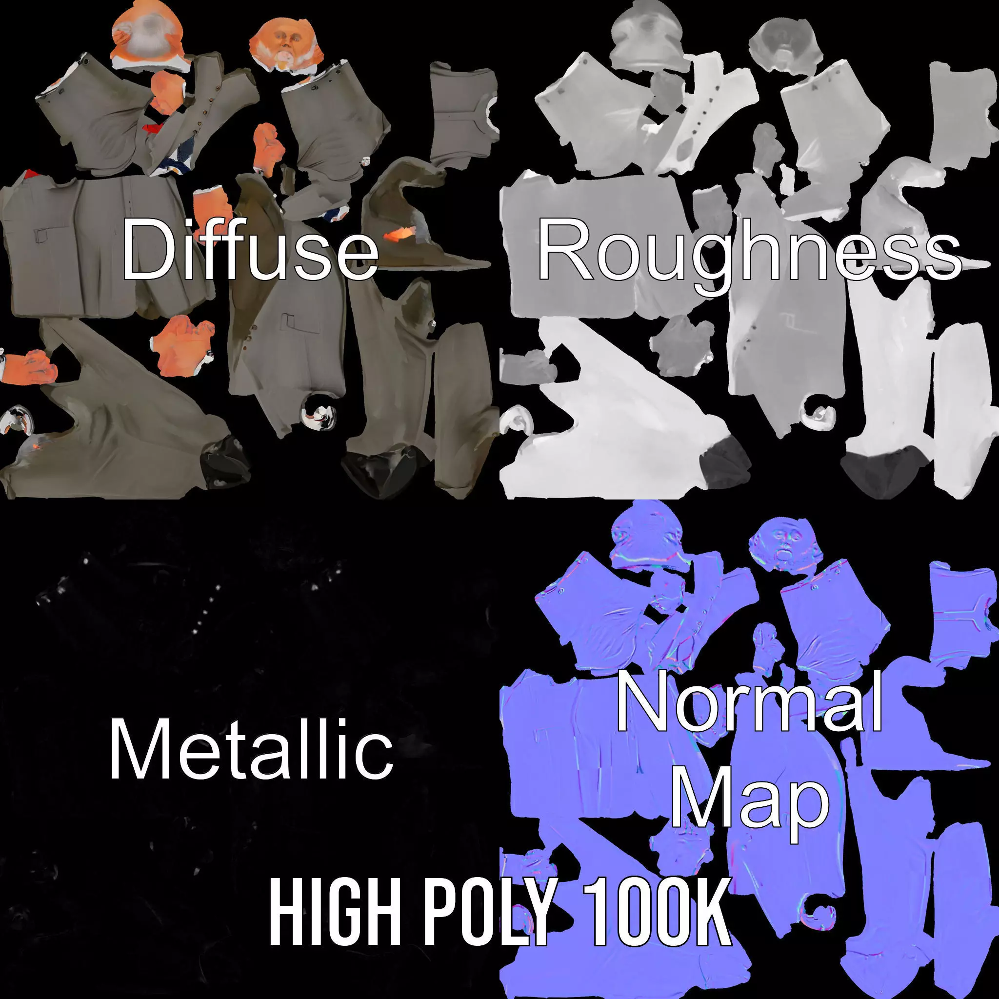 Classic Gray Suit model pack Low-poly 3D model_3