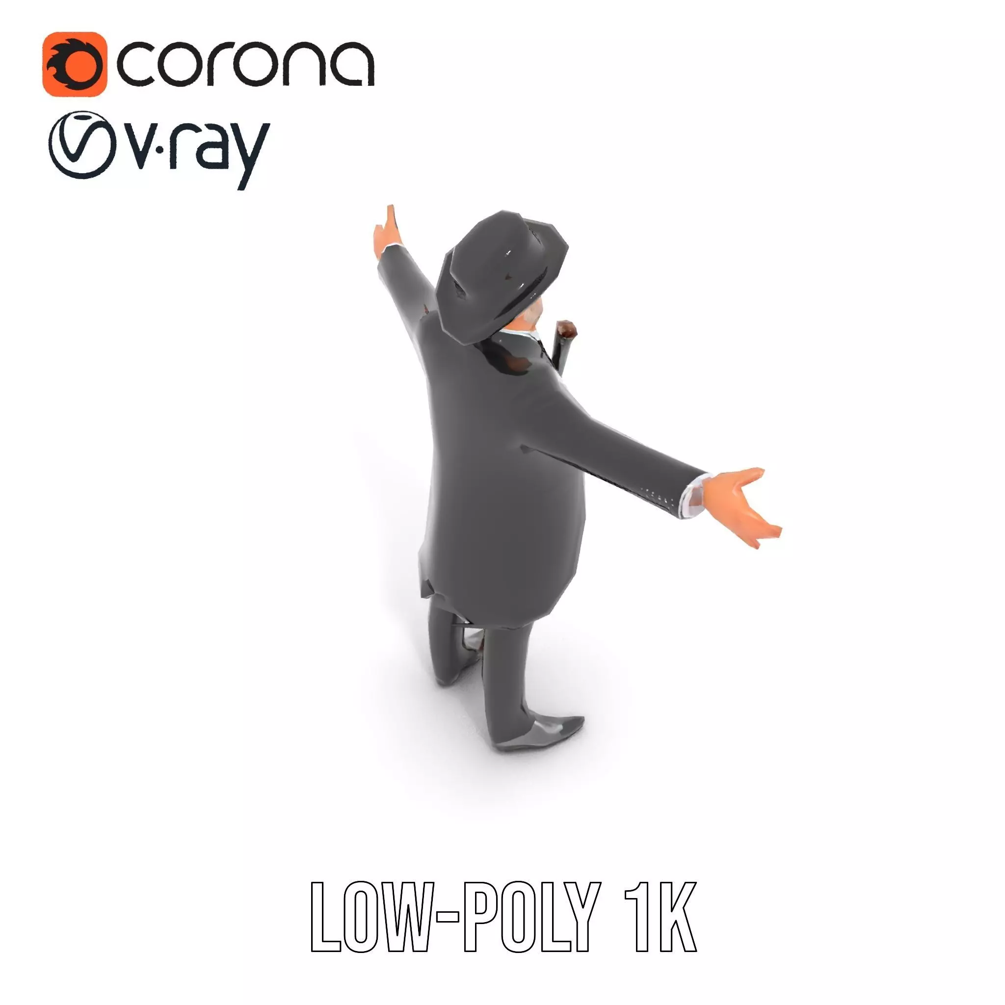 Gentleman Suit Ensemble model pack Low-poly 3D model_12