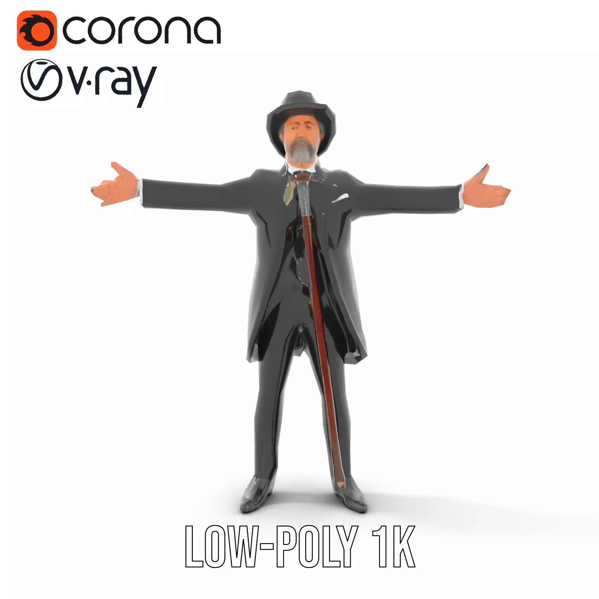 Gentleman Suit Ensemble model pack Low-poly 3D model_14
