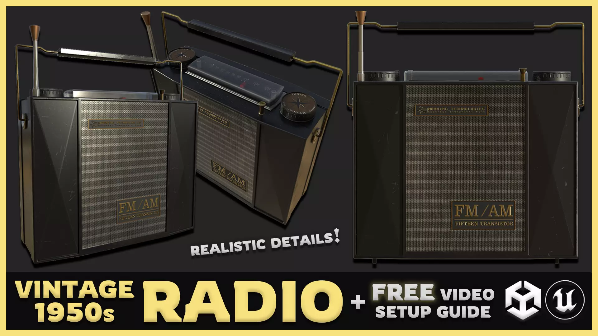Vintage 1950s Radio Low-poly 3D model_2