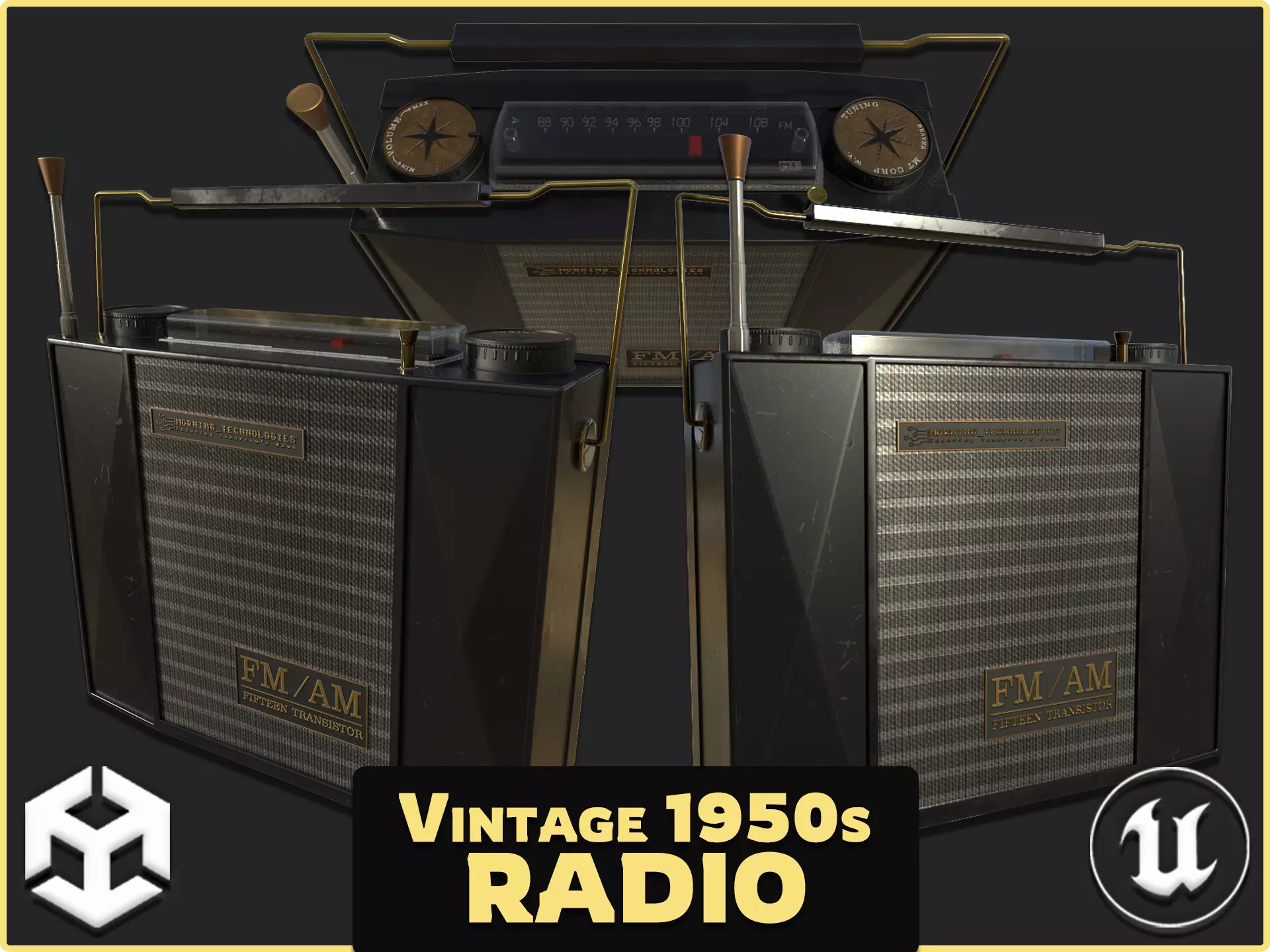 Vintage 1950s Radio Low-poly 3D model_0