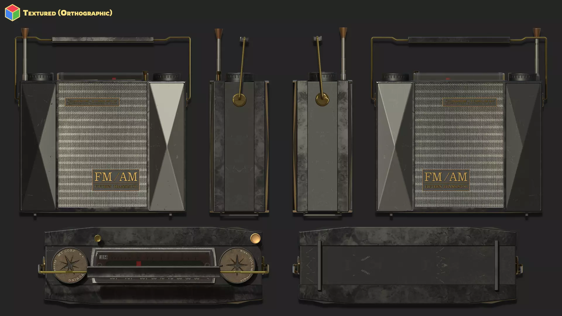 Vintage 1950s Radio Low-poly 3D model_6