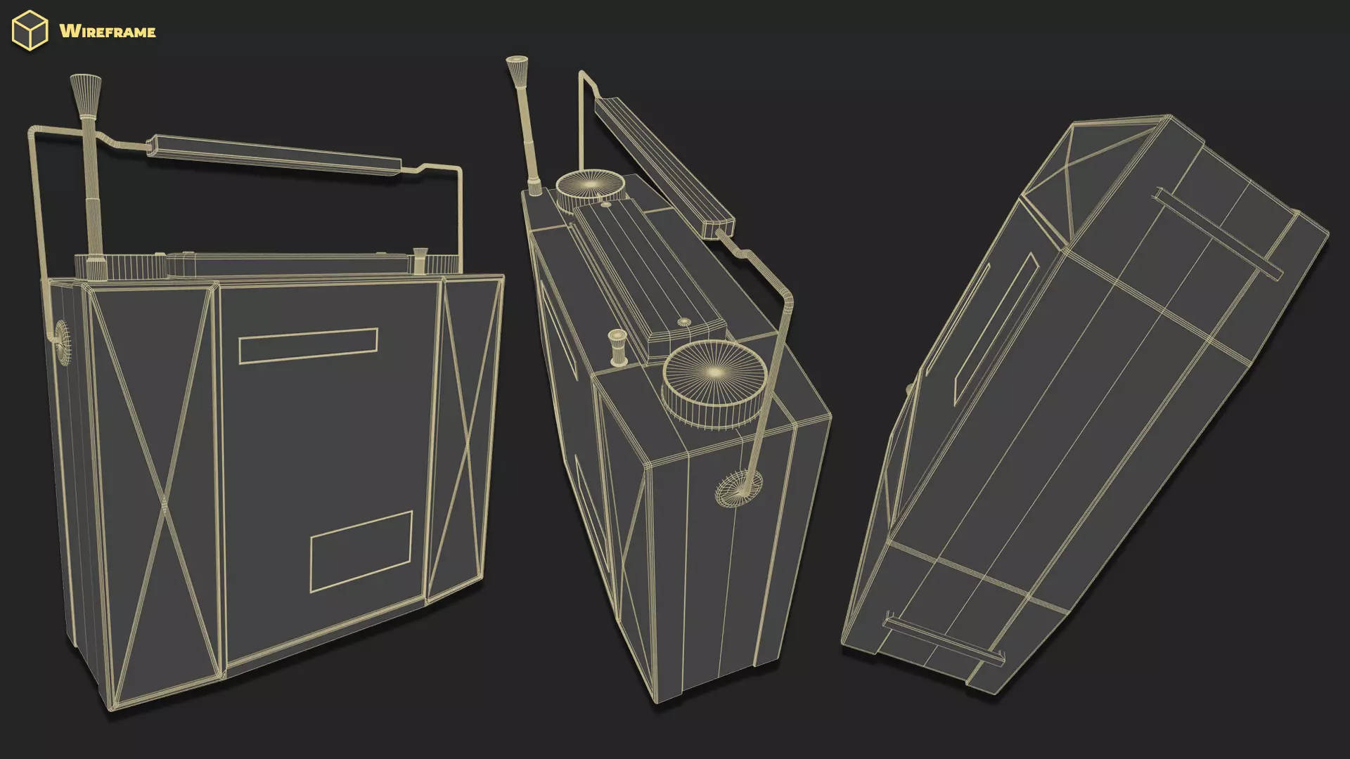 Vintage 1950s Radio Low-poly 3D model_8