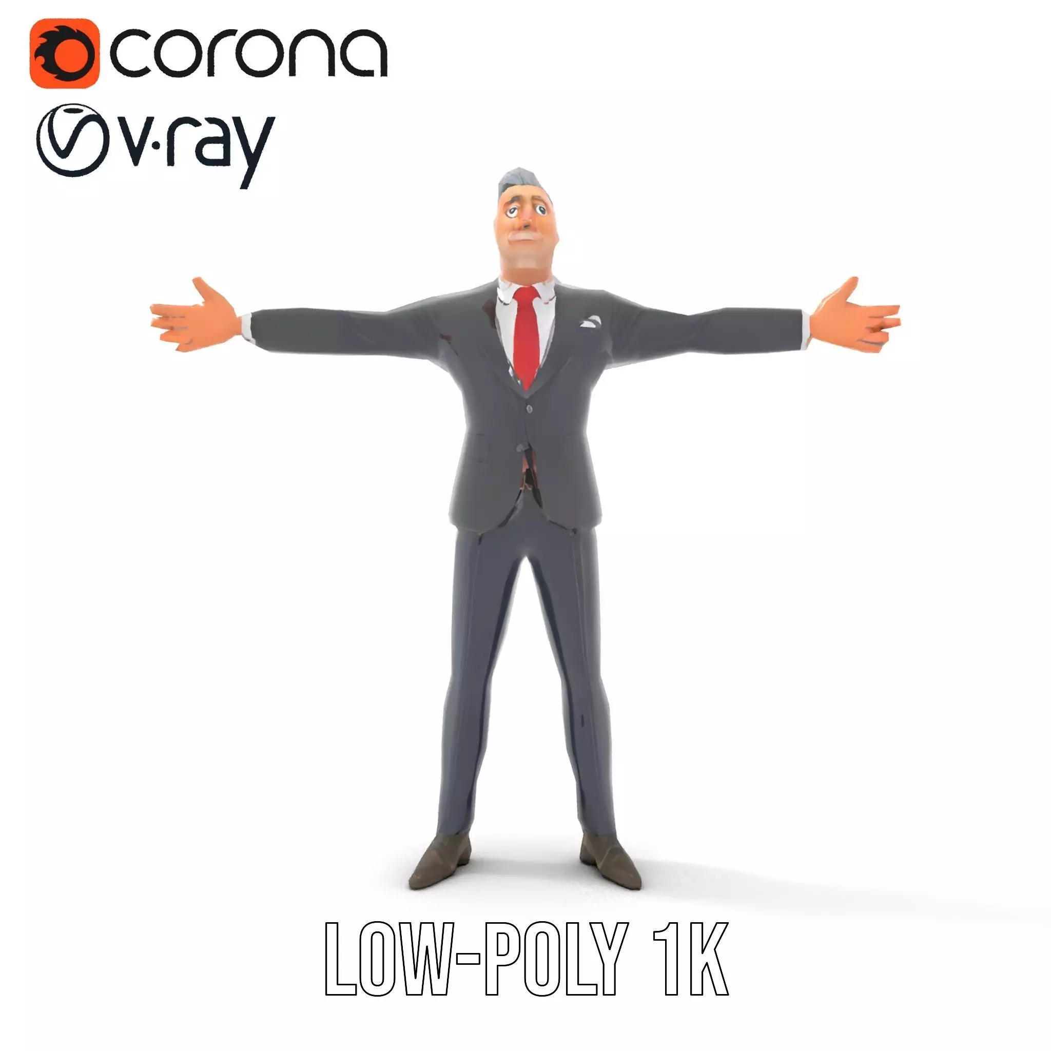 Stylish Businessman Character model pack Low-poly 3D model_9