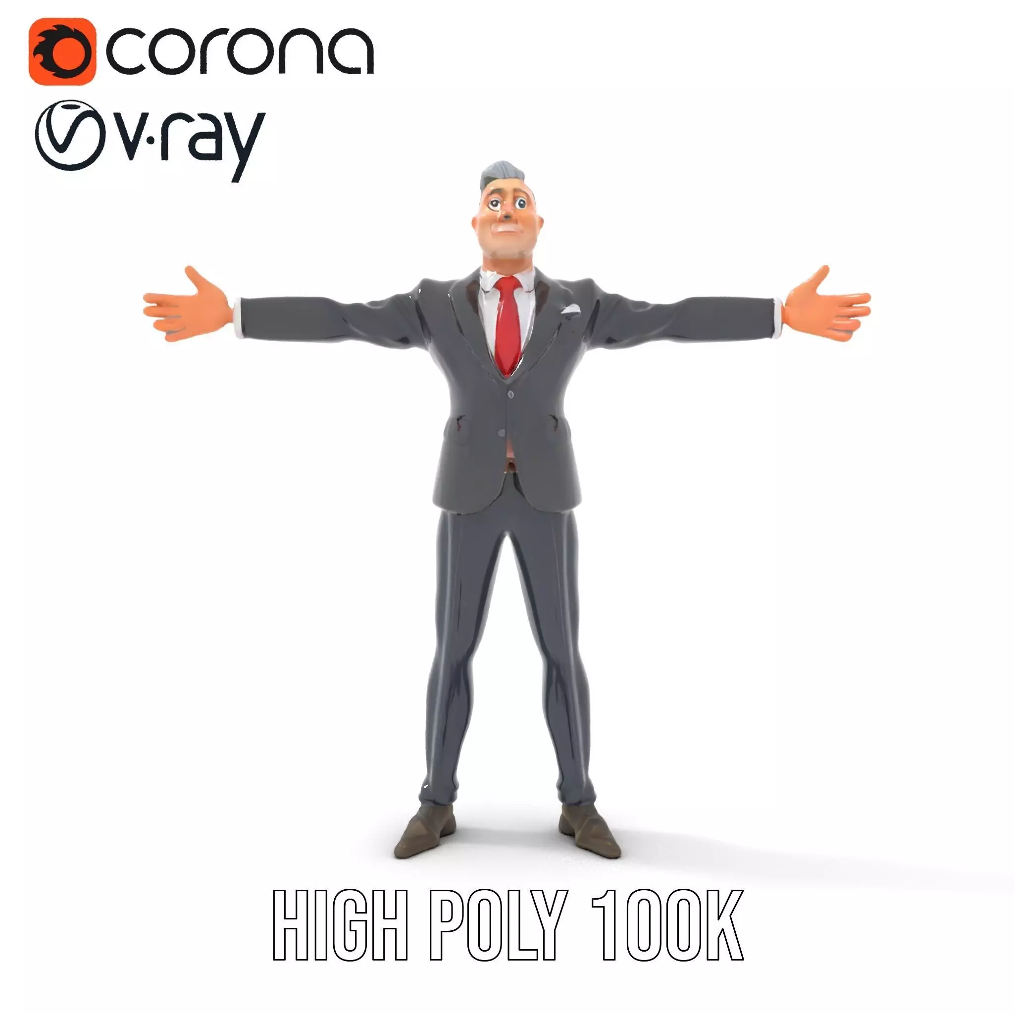 Stylish Businessman Character model pack Low-poly 3D model_15