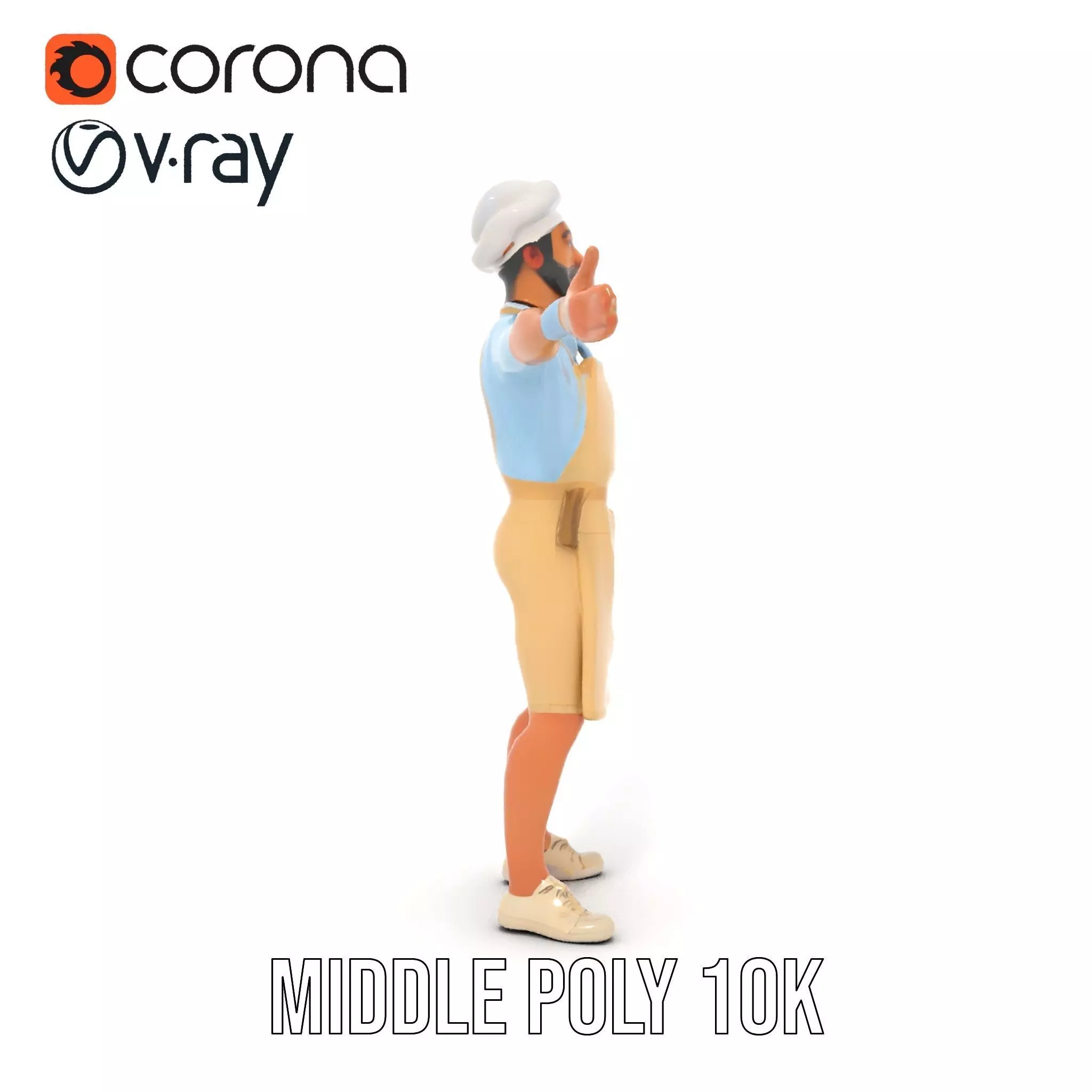 Professional Chef Uniform model pack Low-poly 3D model_19