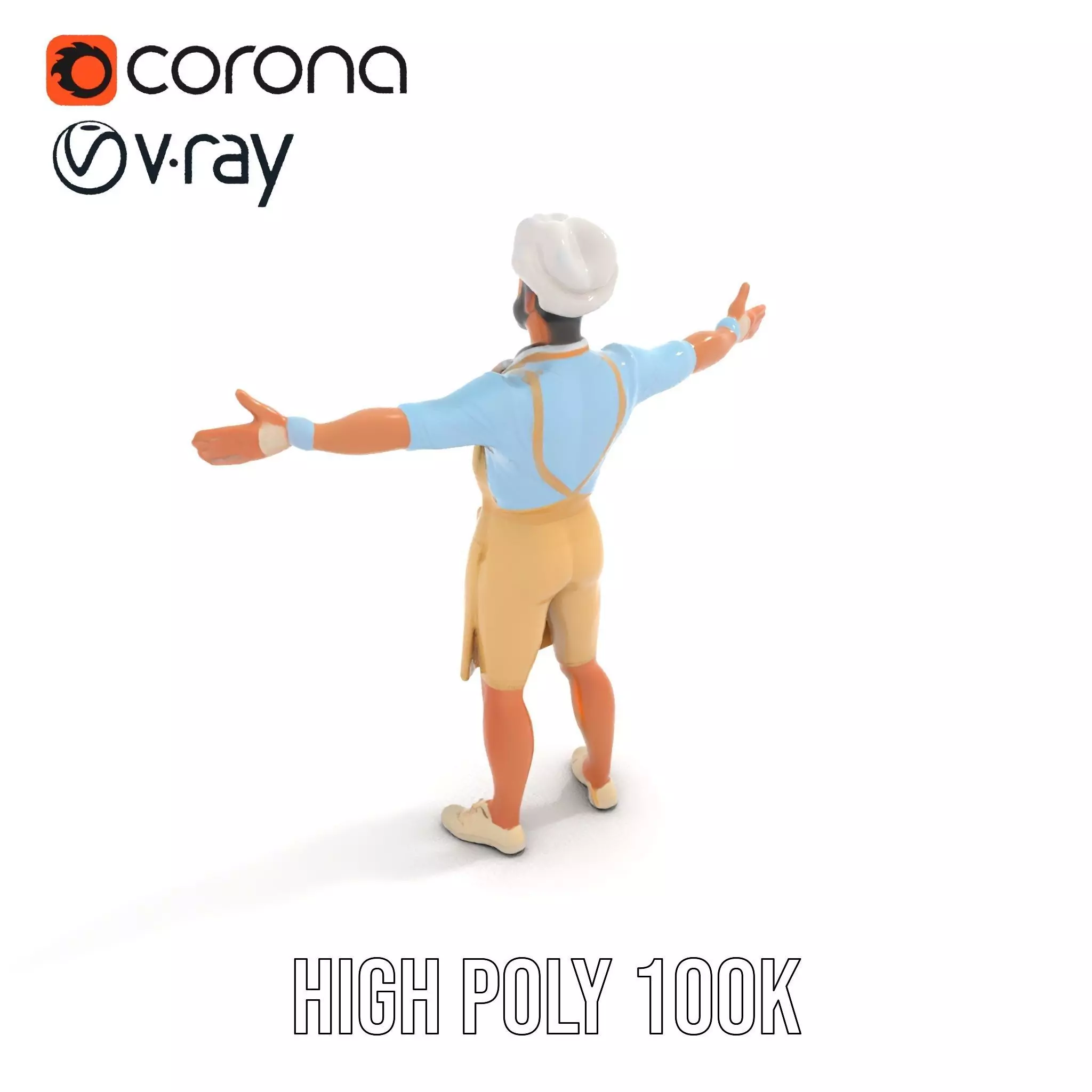 Professional Chef Uniform model pack Low-poly 3D model_15