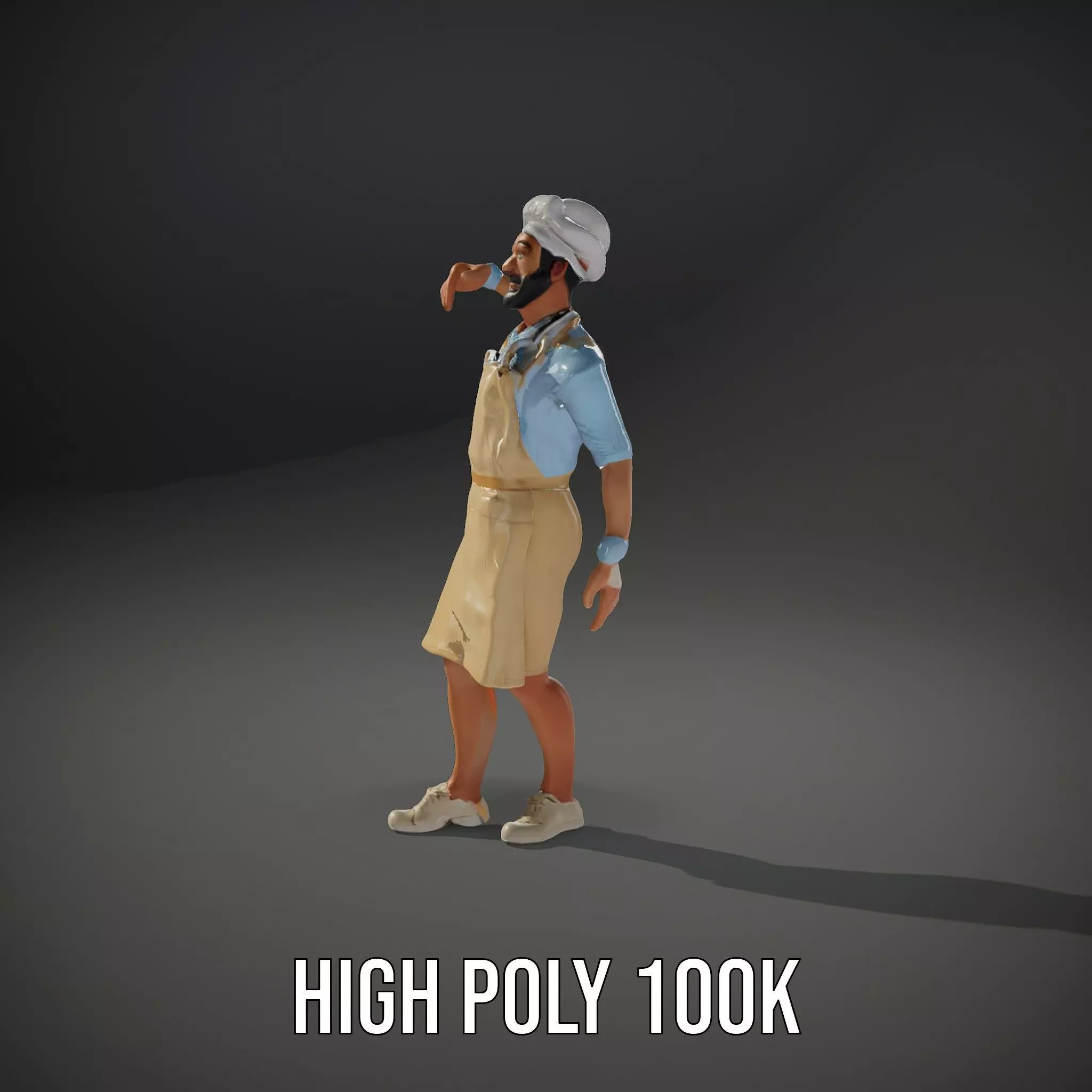 Professional Chef Uniform model pack Low-poly 3D model_8