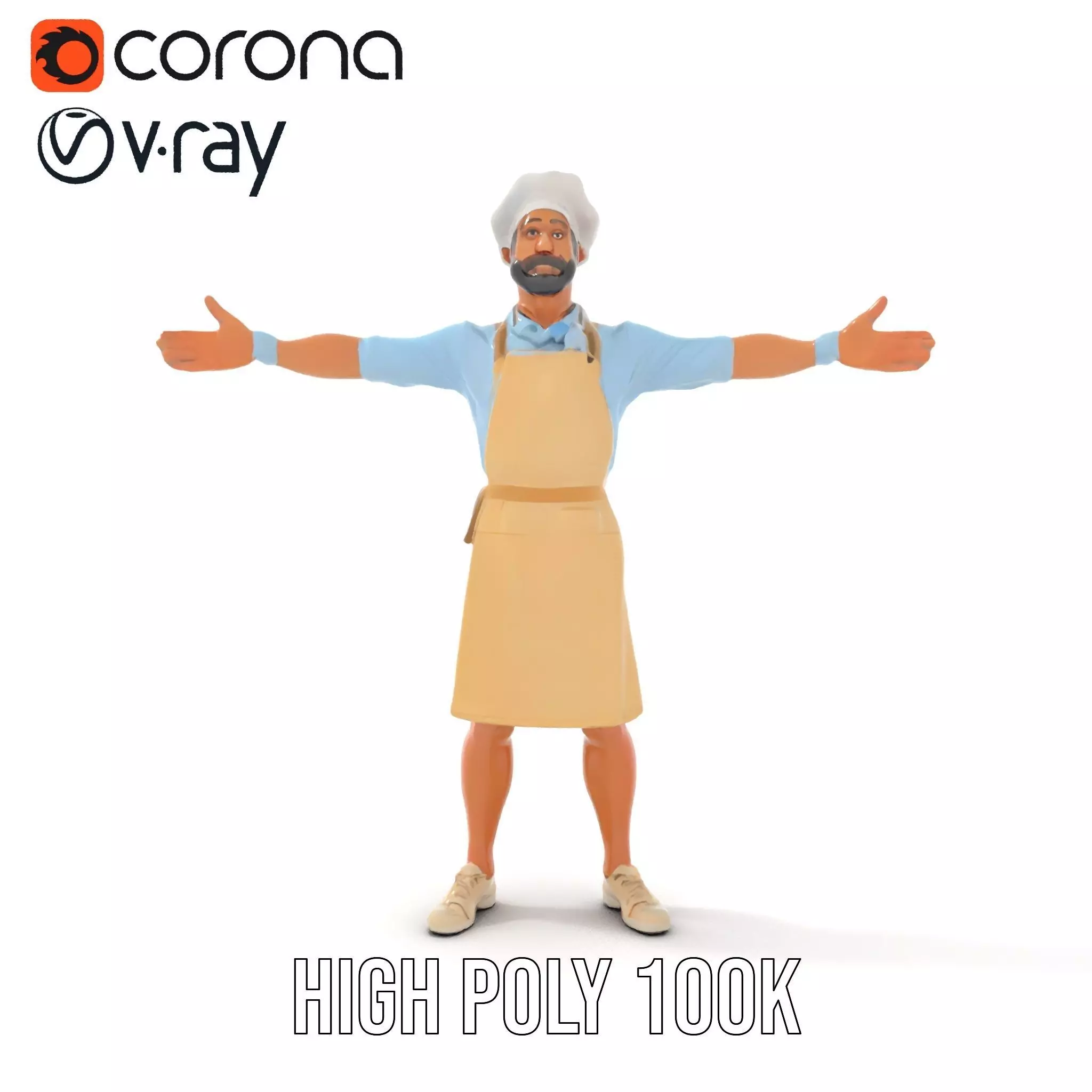 Professional Chef Uniform model pack Low-poly 3D model_29
