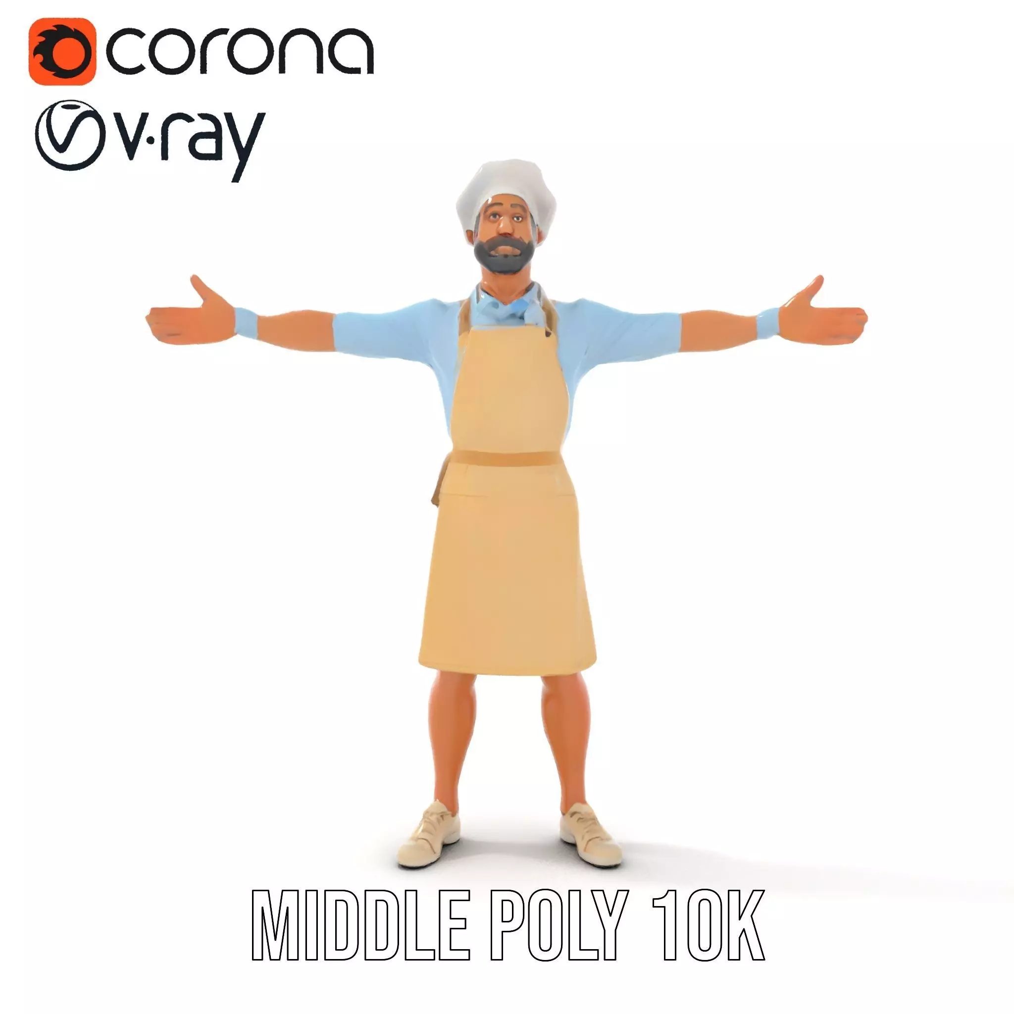 Professional Chef Uniform model pack Low-poly 3D model_21