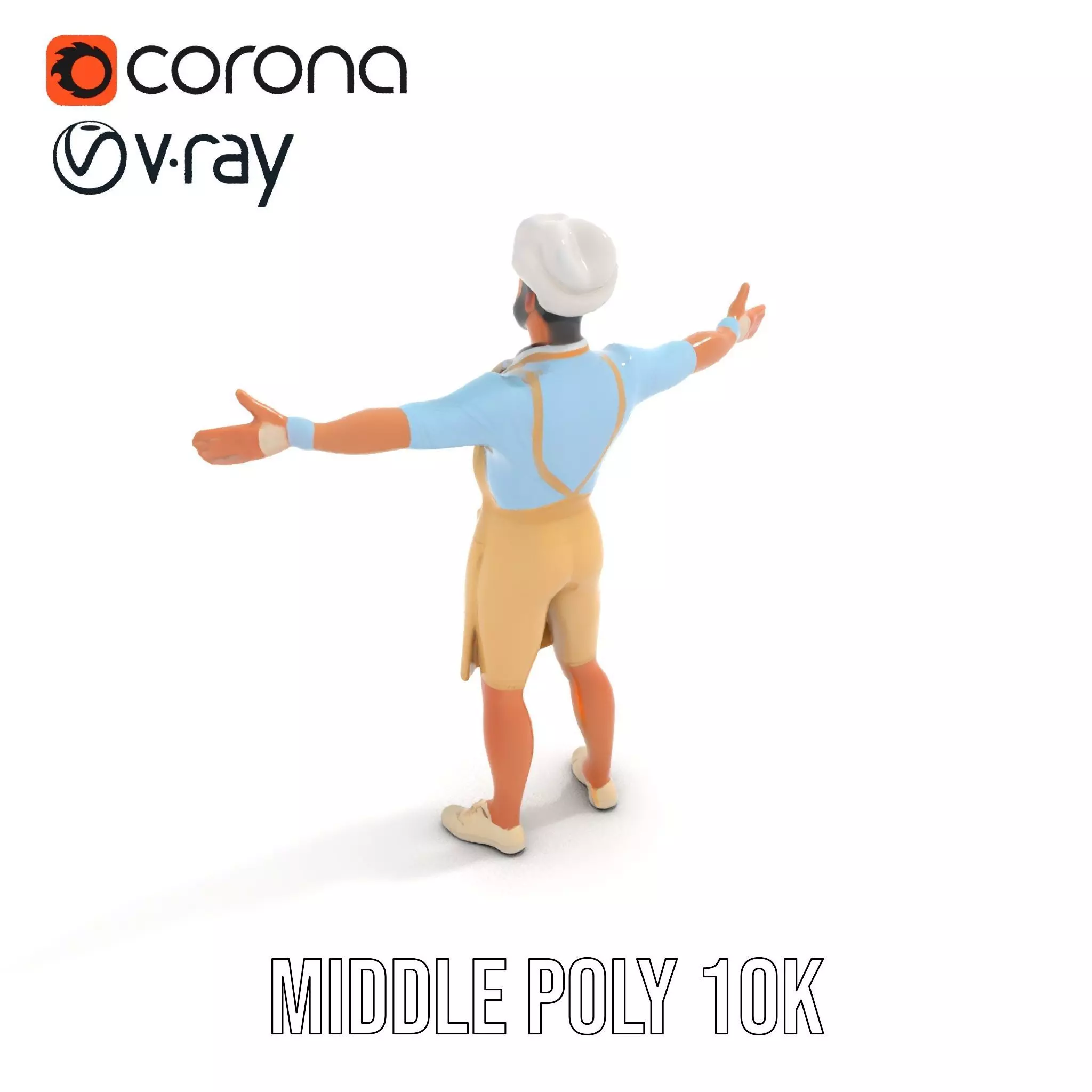 Professional Chef Uniform model pack Low-poly 3D model_13