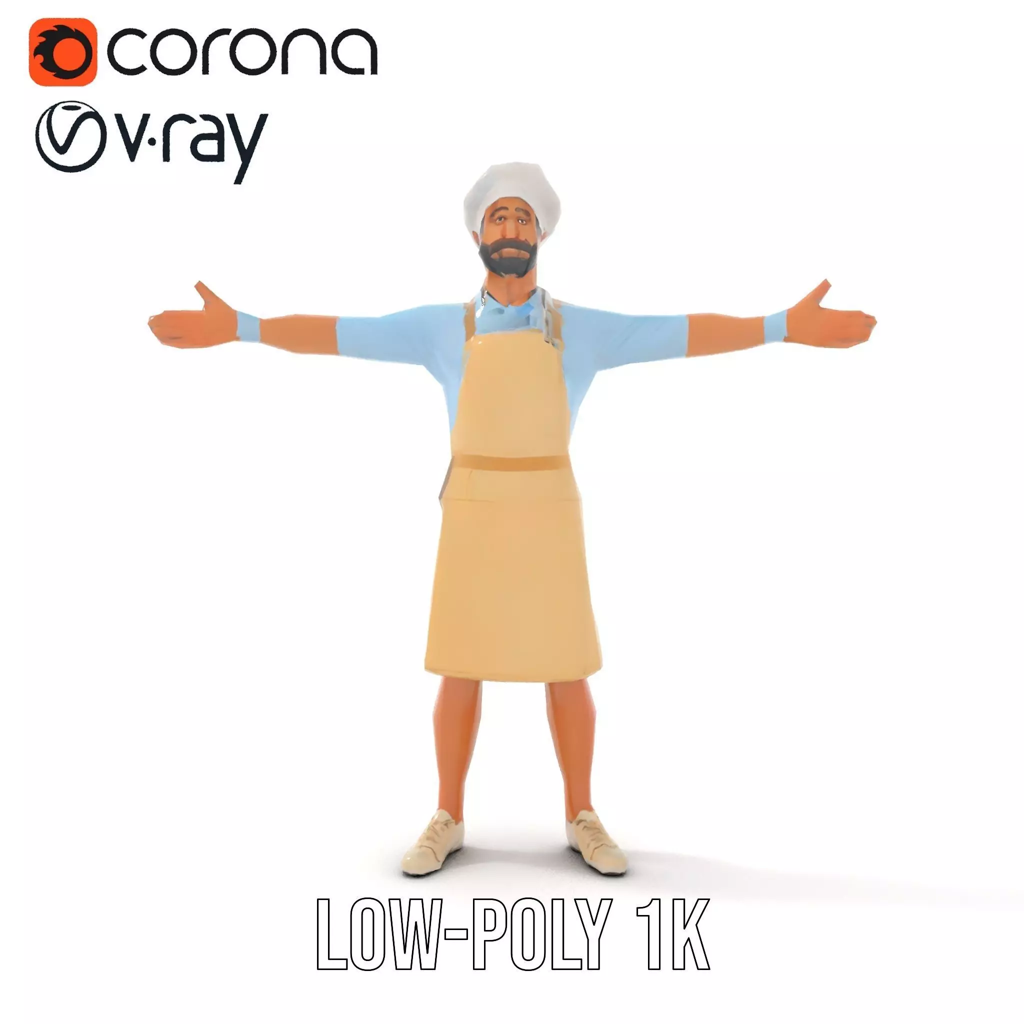 Professional Chef Uniform model pack Low-poly 3D model_17