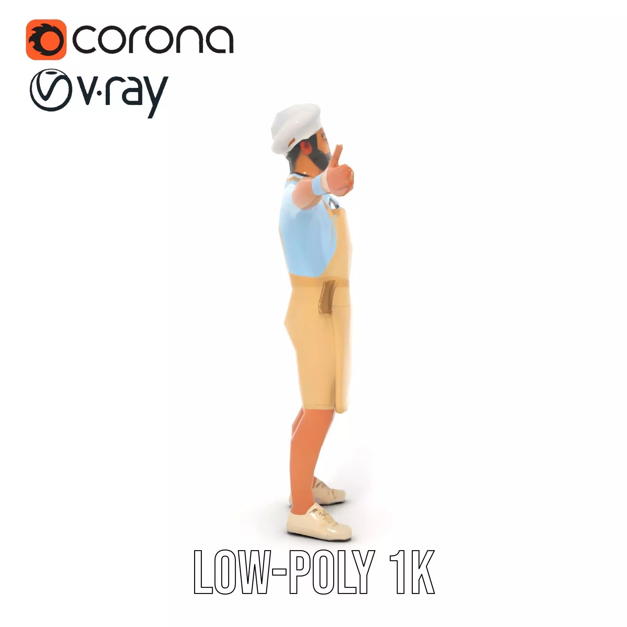 Professional Chef Uniform model pack Low-poly 3D model_9