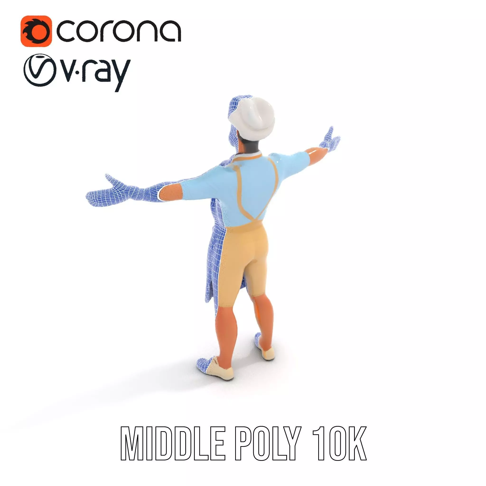 Professional Chef Uniform model pack Low-poly 3D model_5