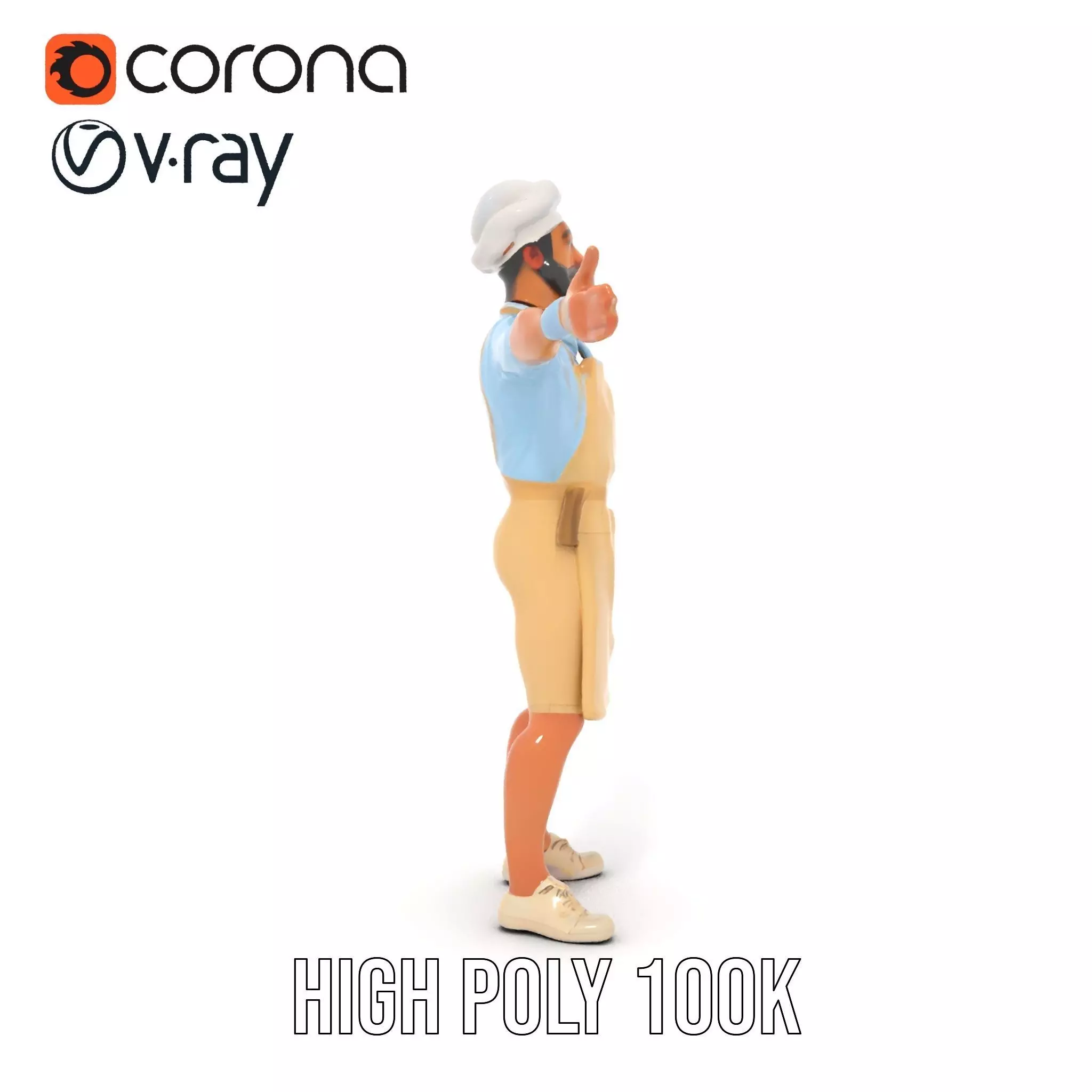 Professional Chef Uniform model pack Low-poly 3D model_18