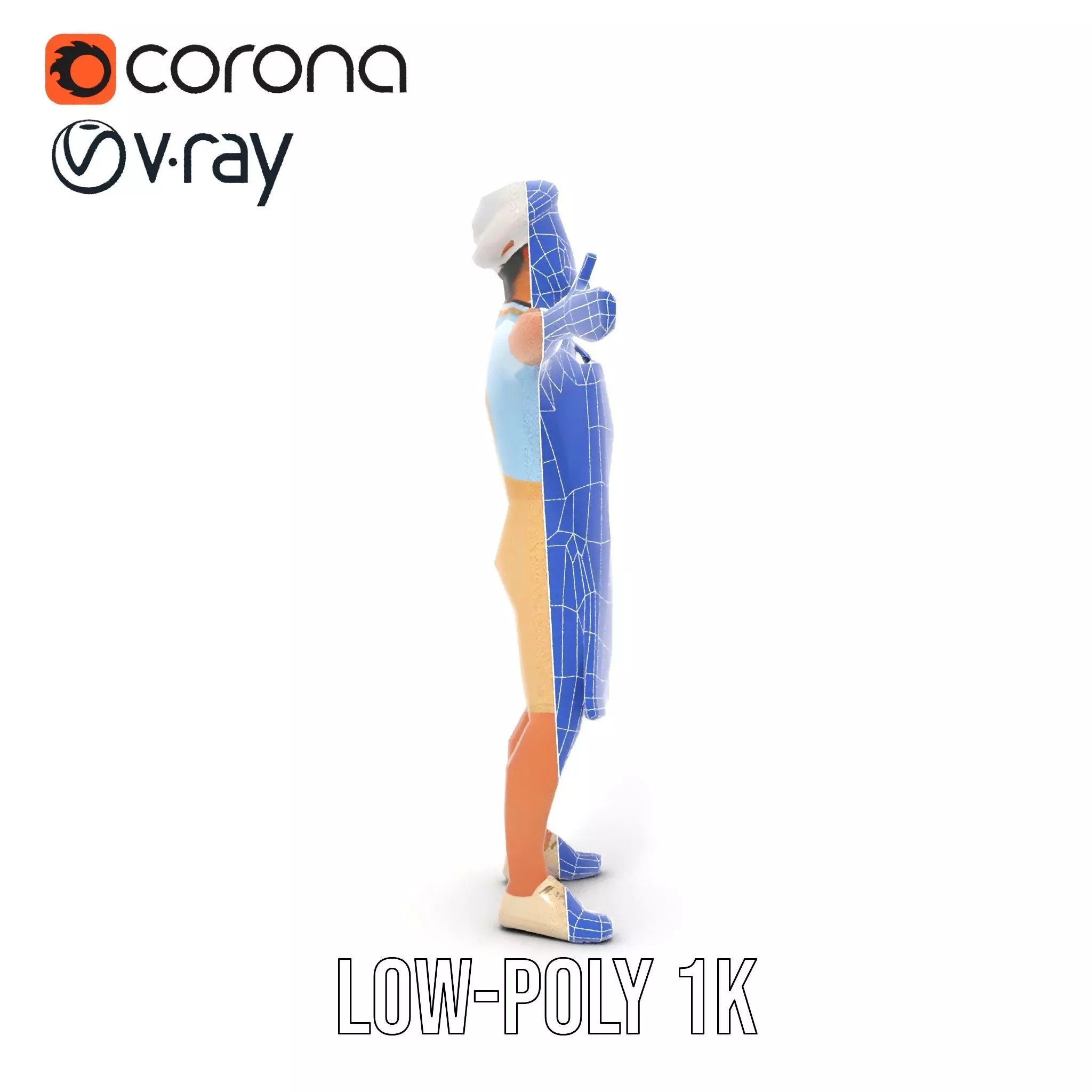 Professional Chef Uniform model pack Low-poly 3D model_12