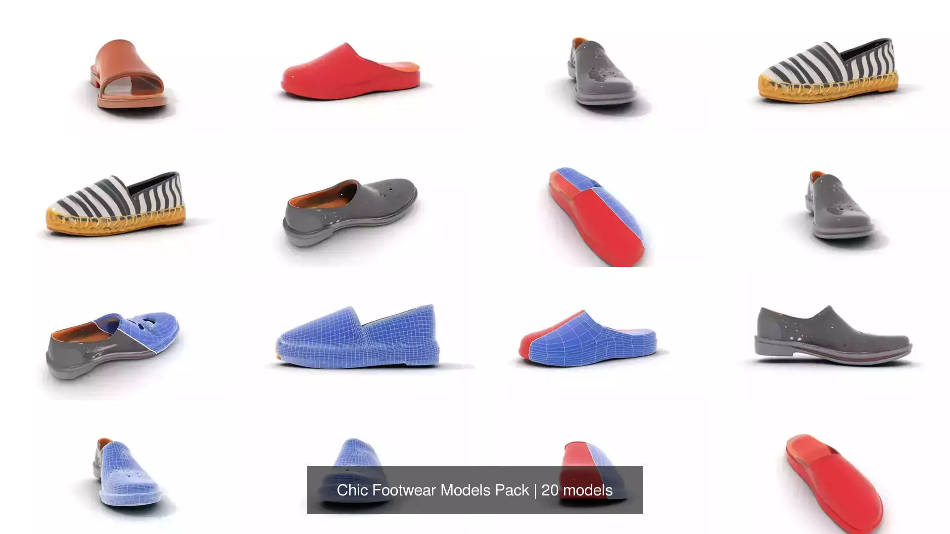 Chic Footwear Models Pack 3D Model Collection_24
