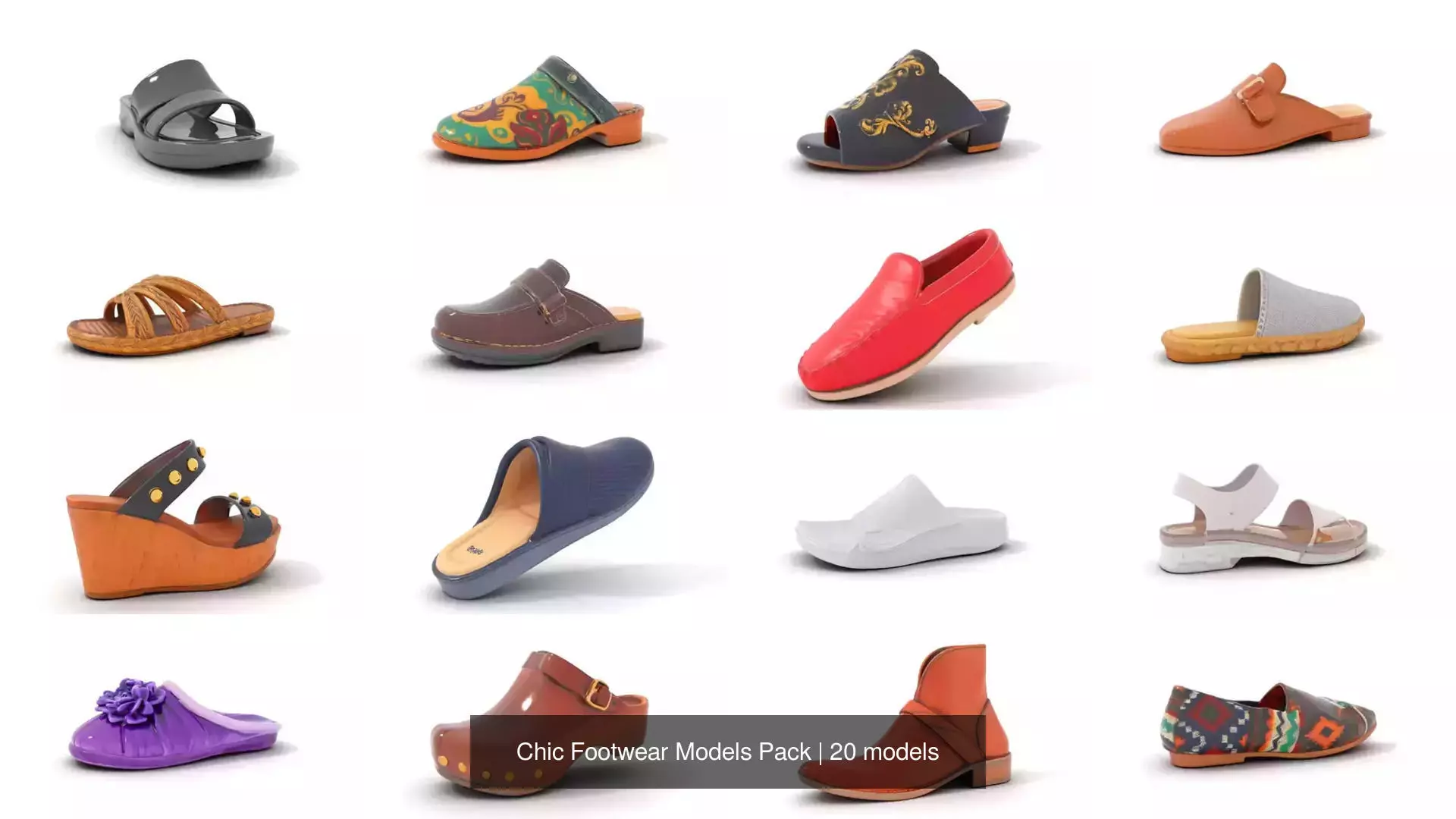 Chic Footwear Models Pack 3D Model Collection_0