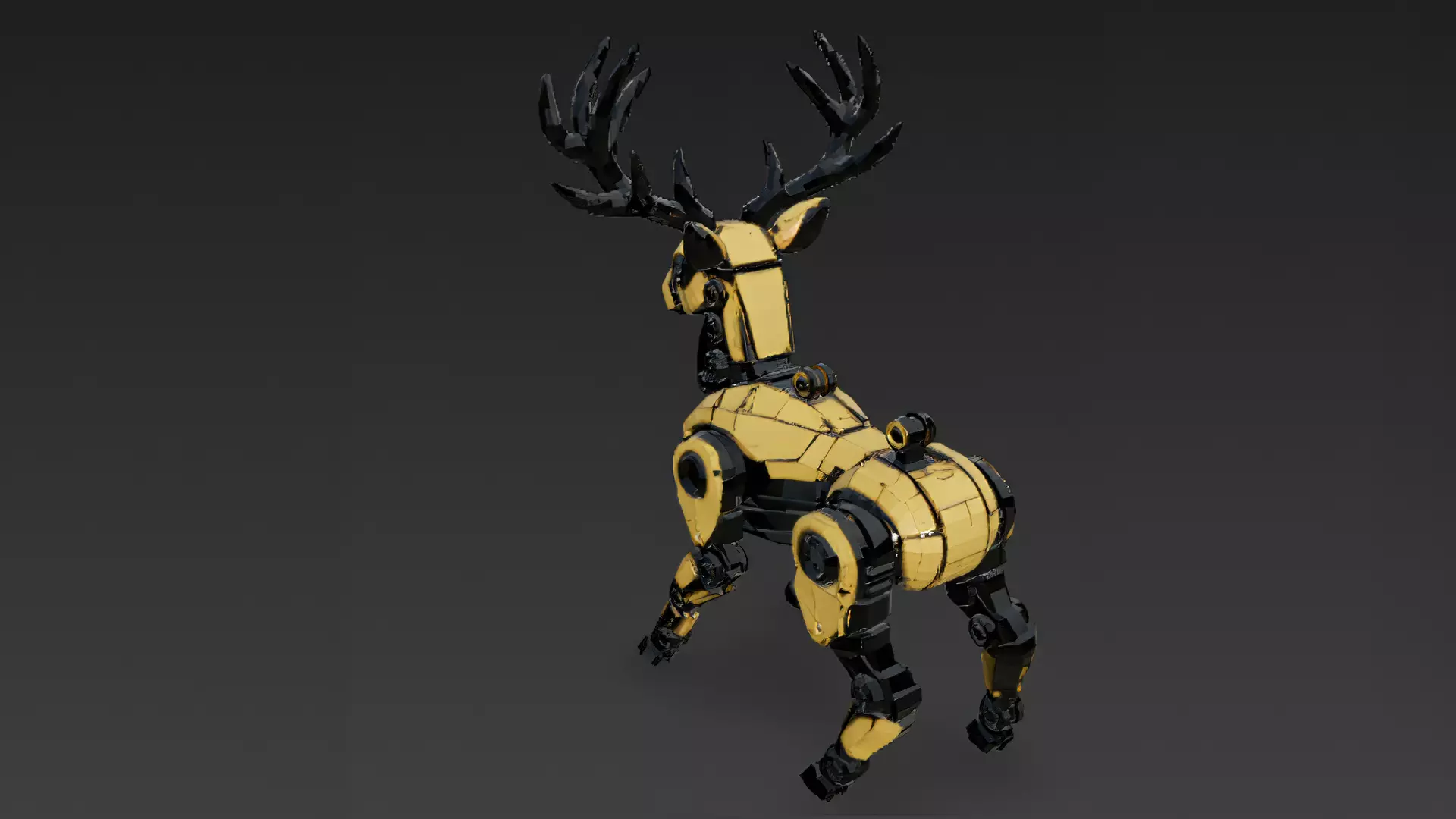 Yellow Robotic Animals Pack PBR 3D Models Low-poly 3D model_26