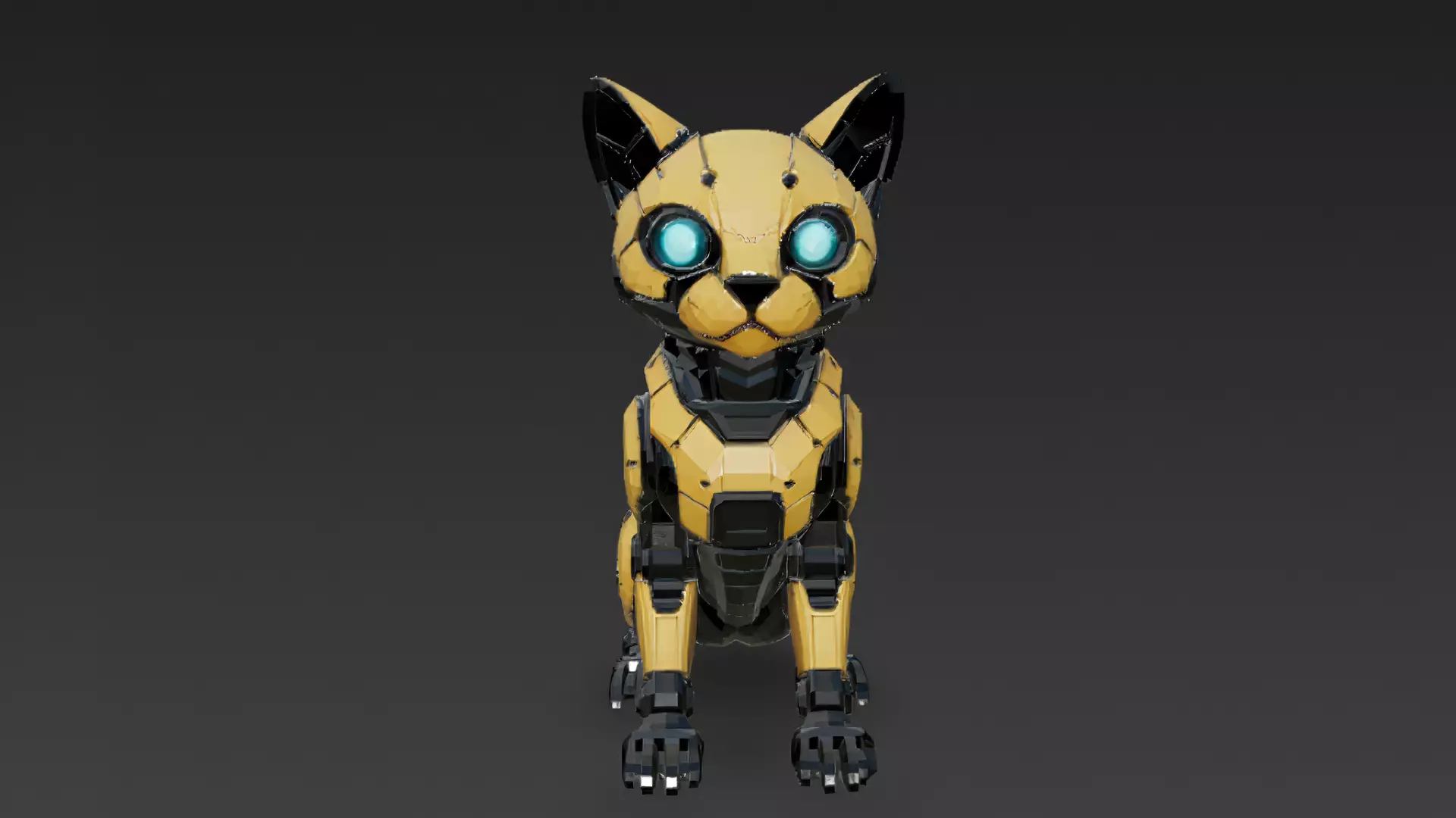 Yellow Robotic Animals Pack PBR 3D Models Low-poly 3D model_13