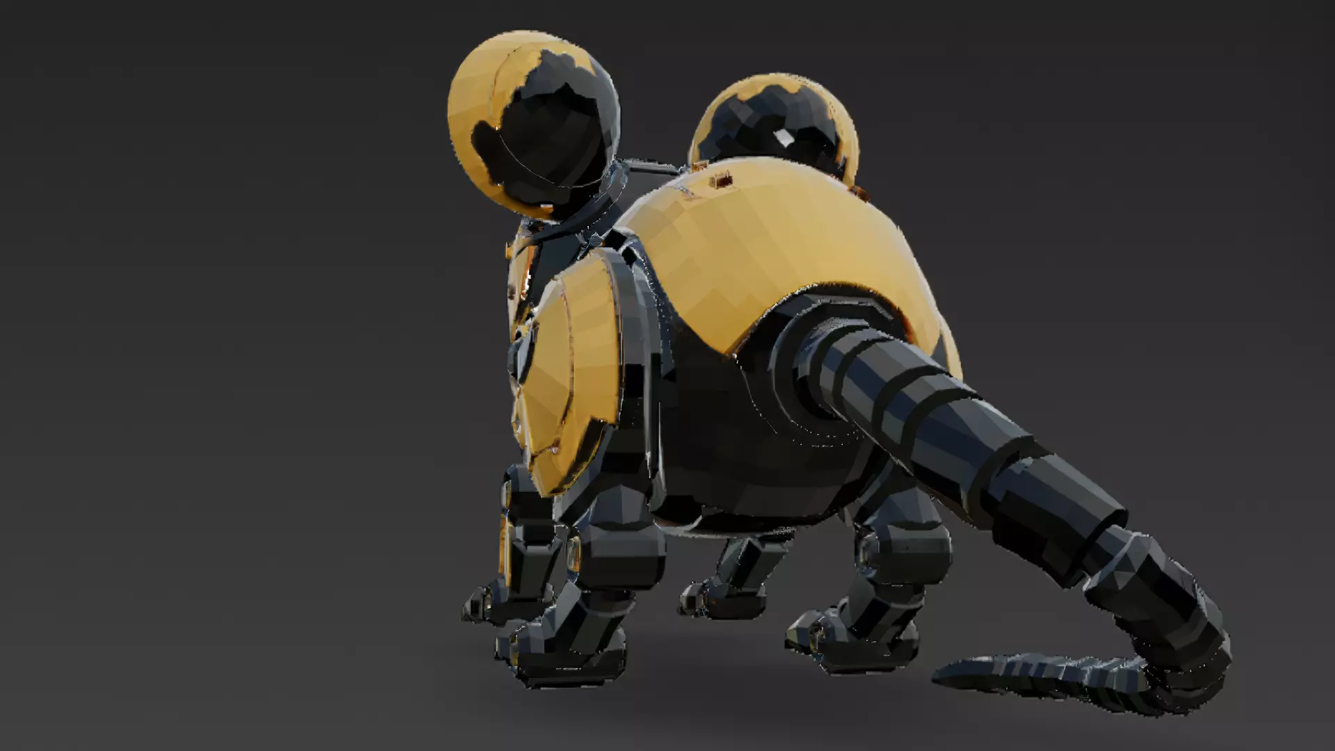 Yellow Robotic Animals Pack PBR 3D Models Low-poly 3D model_49