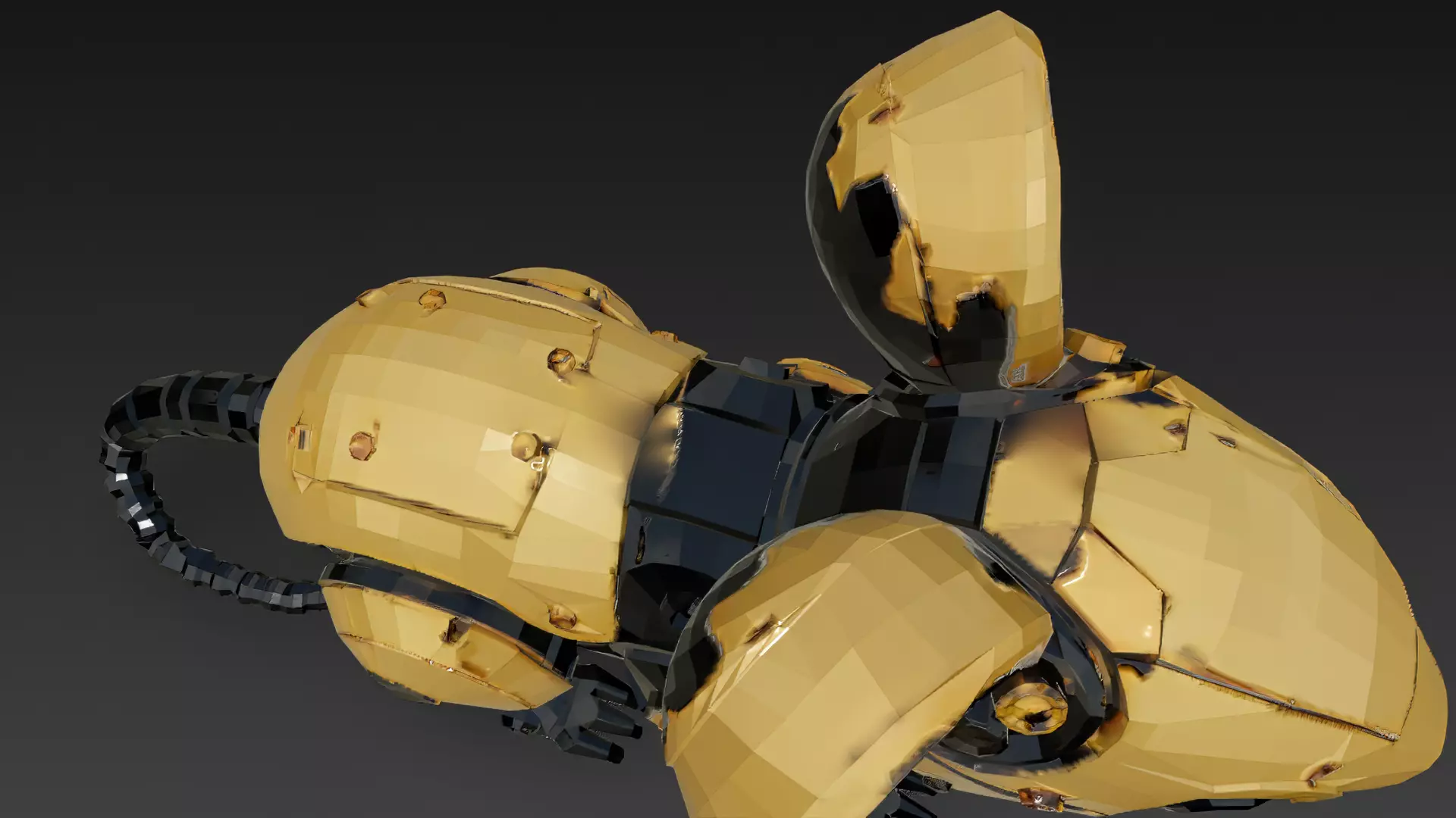 Yellow Robotic Animals Pack PBR 3D Models Low-poly 3D model_53