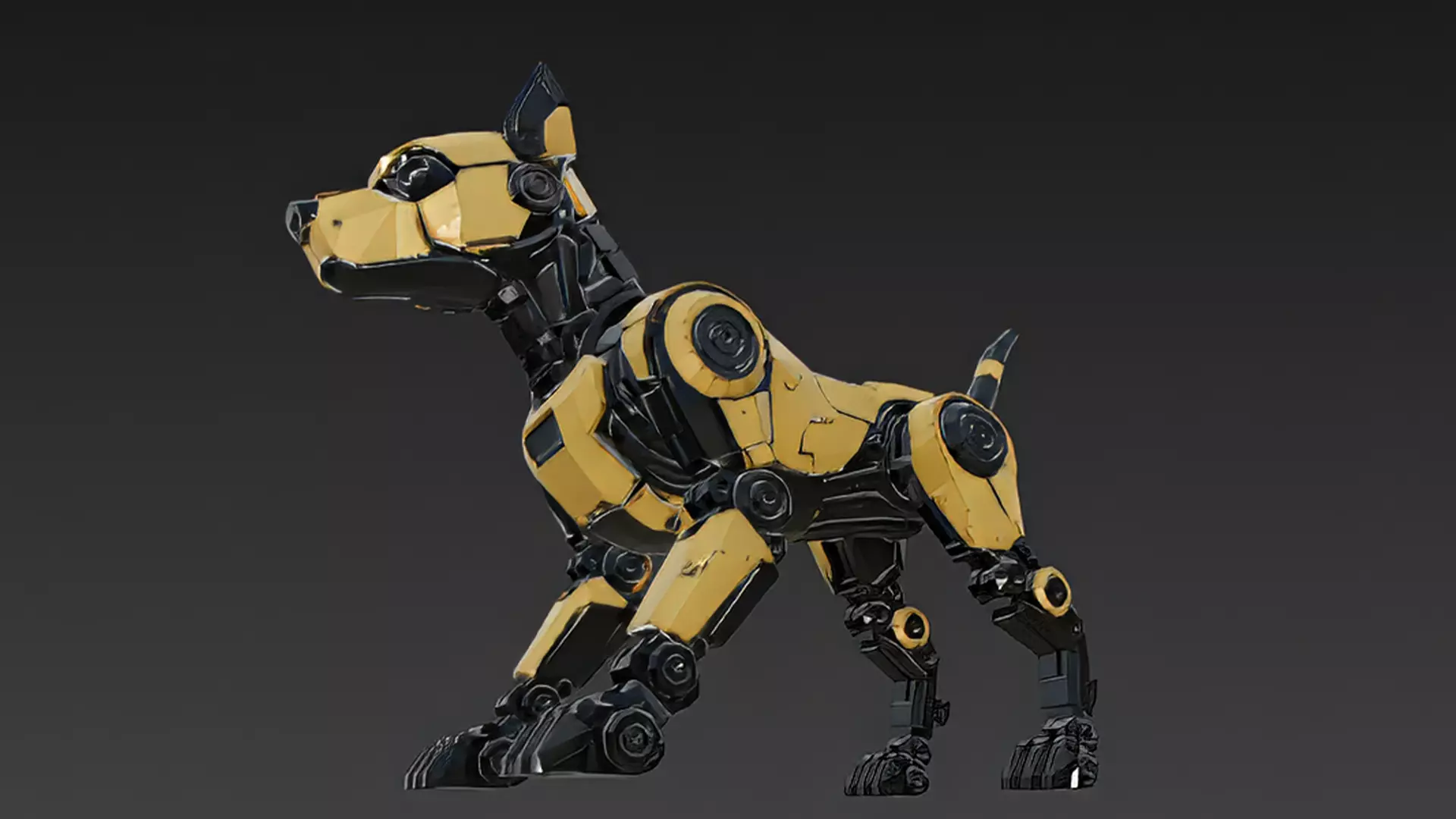 Yellow Robotic Animals Pack PBR 3D Models Low-poly 3D model_36