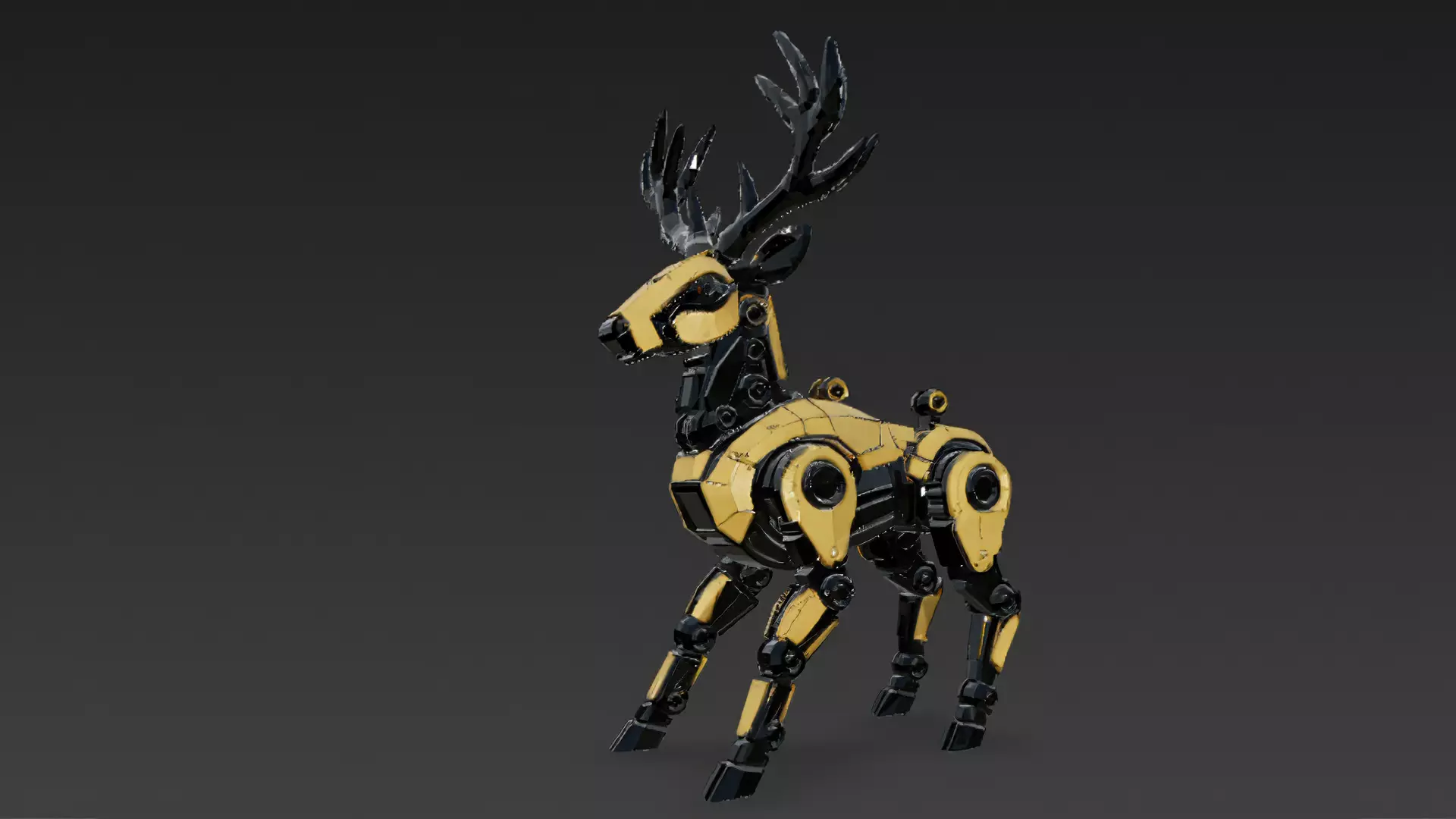 Yellow Robotic Animals Pack PBR 3D Models Low-poly 3D model_23