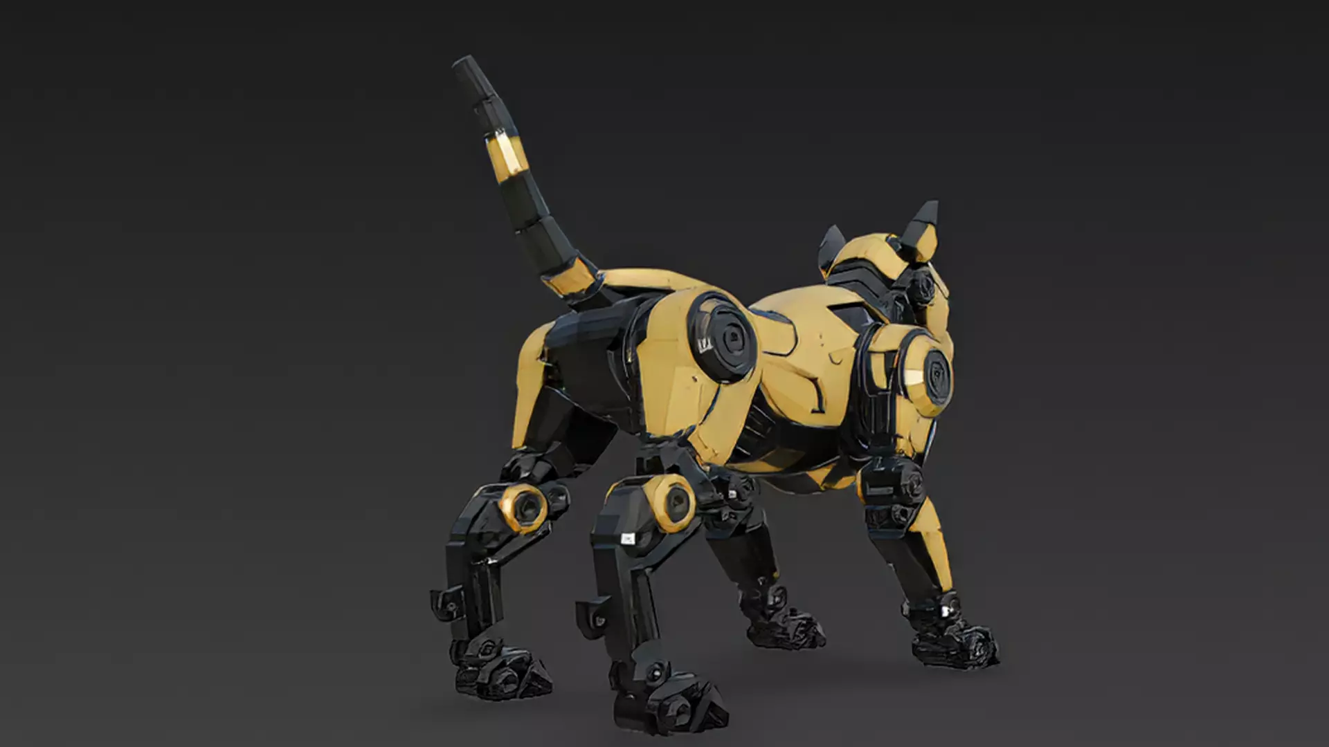Yellow Robotic Animals Pack PBR 3D Models Low-poly 3D model_38