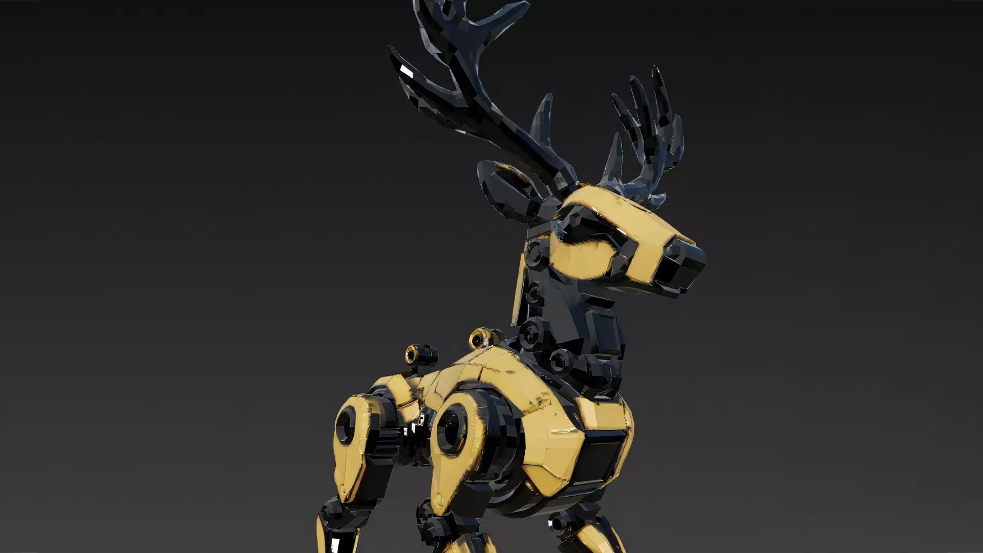 Yellow Robotic Animals Pack PBR 3D Models Low-poly 3D model_28