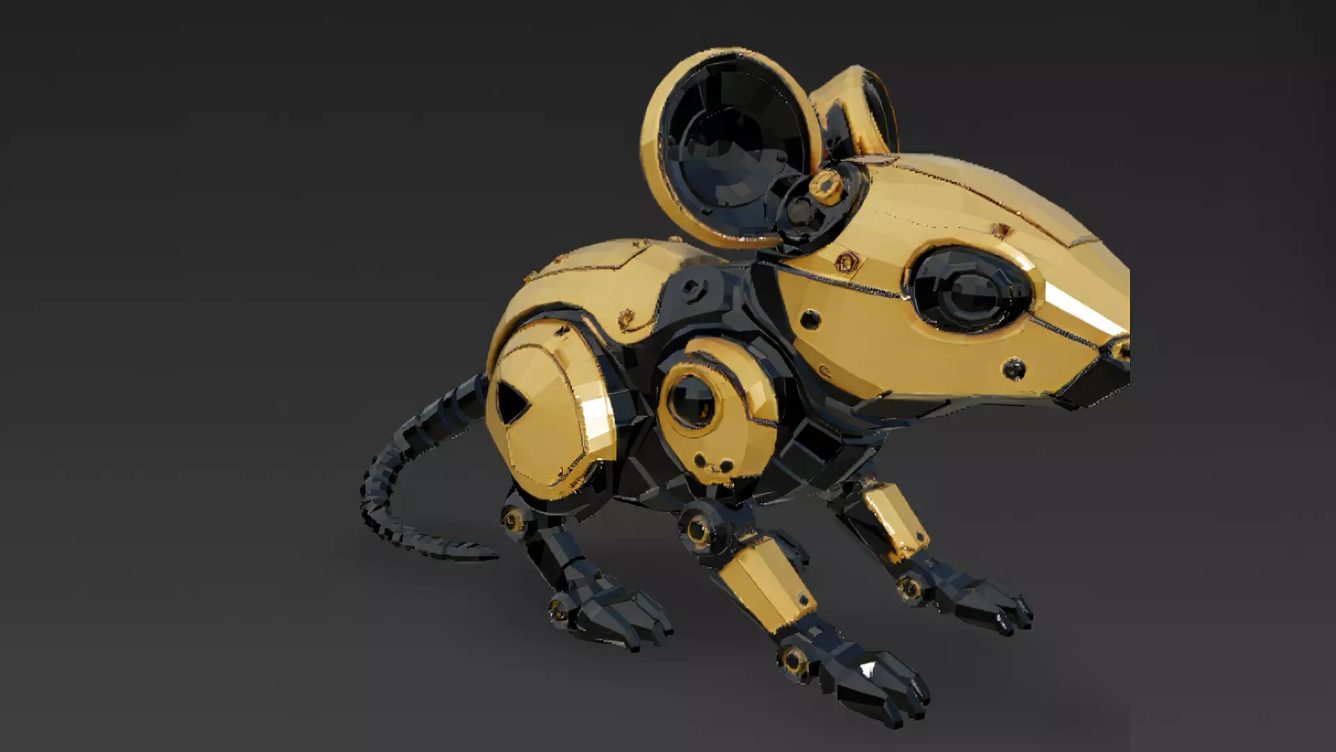 Yellow Robotic Animals Pack PBR 3D Models Low-poly 3D model_45