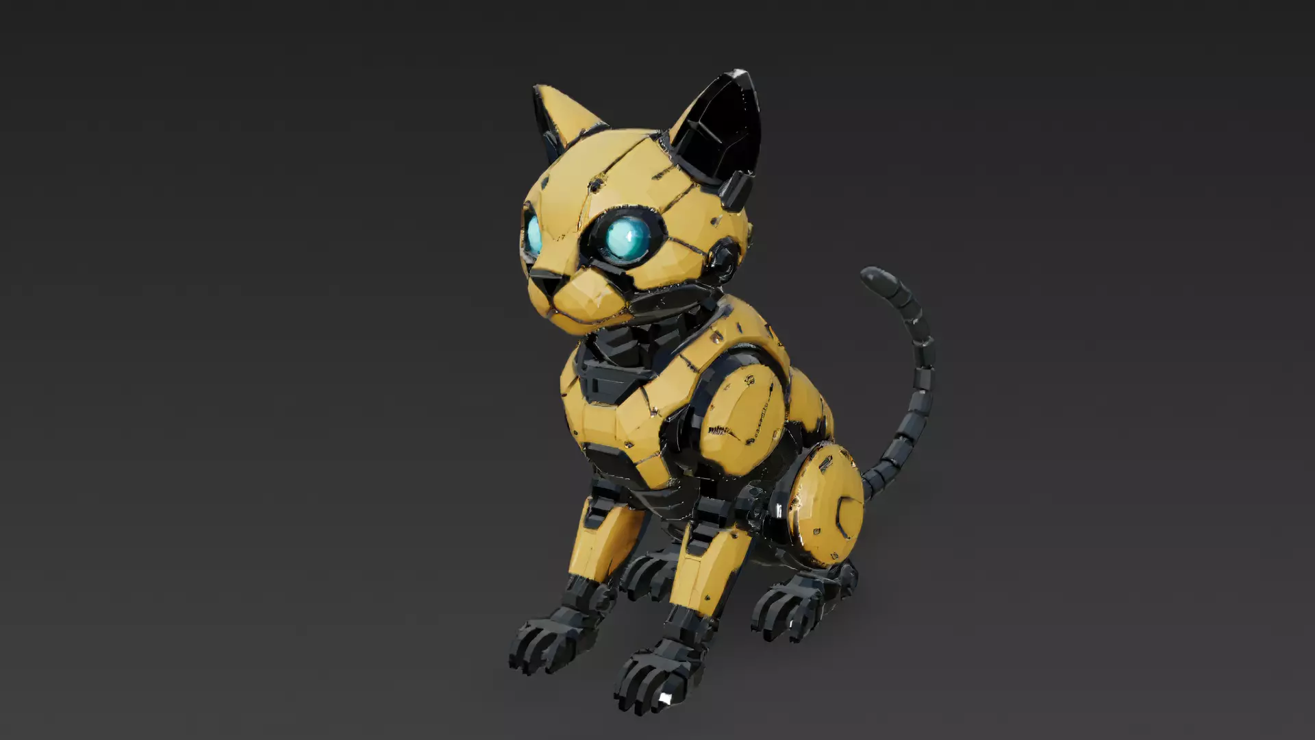 Yellow Robotic Animals Pack PBR 3D Models Low-poly 3D model_12