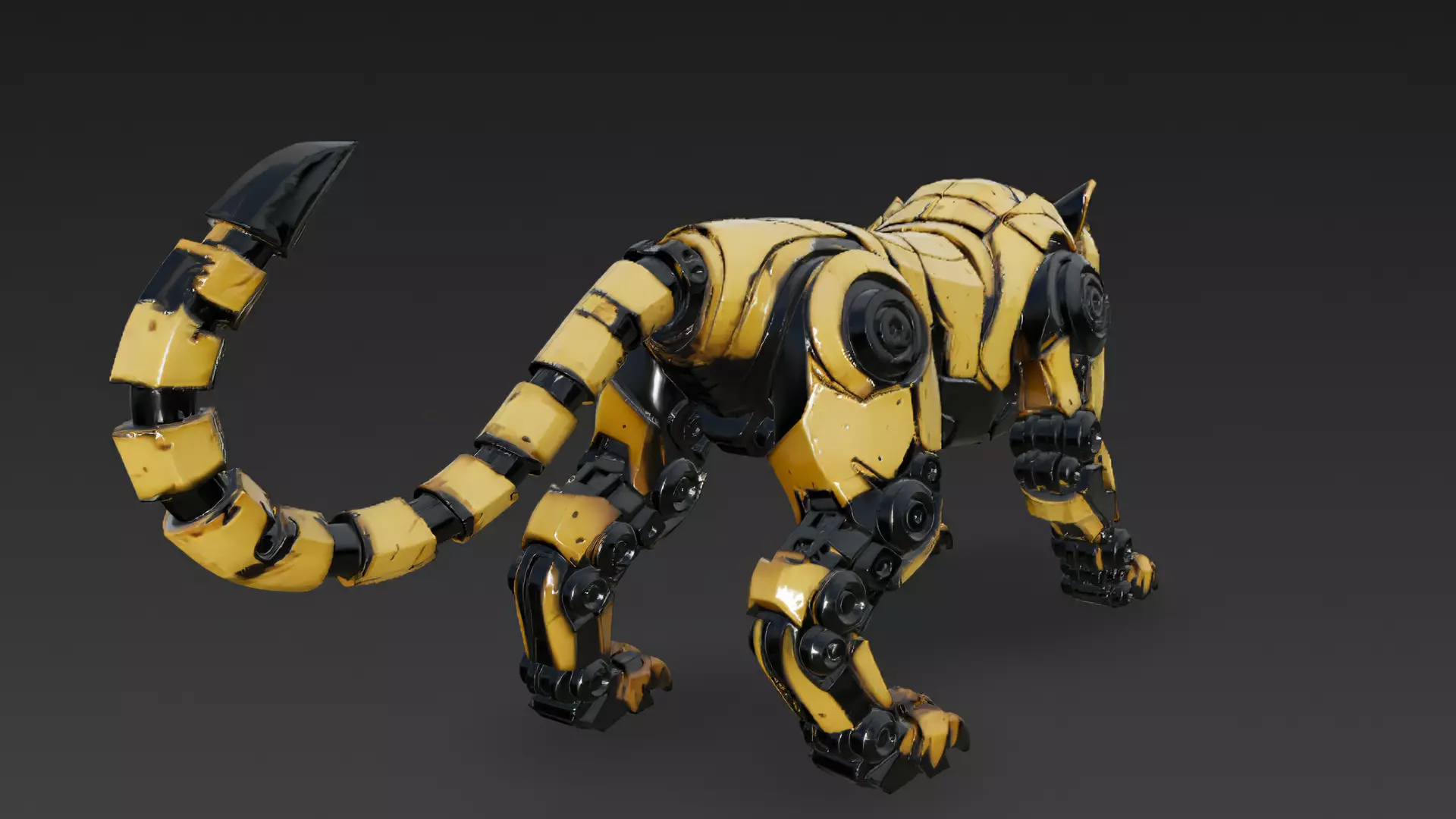 Yellow Robotic Animals Pack PBR 3D Models Low-poly 3D model_59