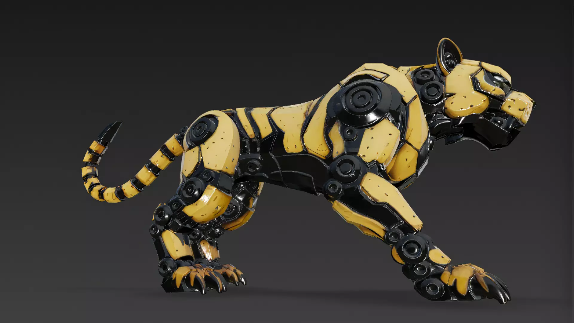 Yellow Robotic Animals Pack PBR 3D Models Low-poly 3D model_60