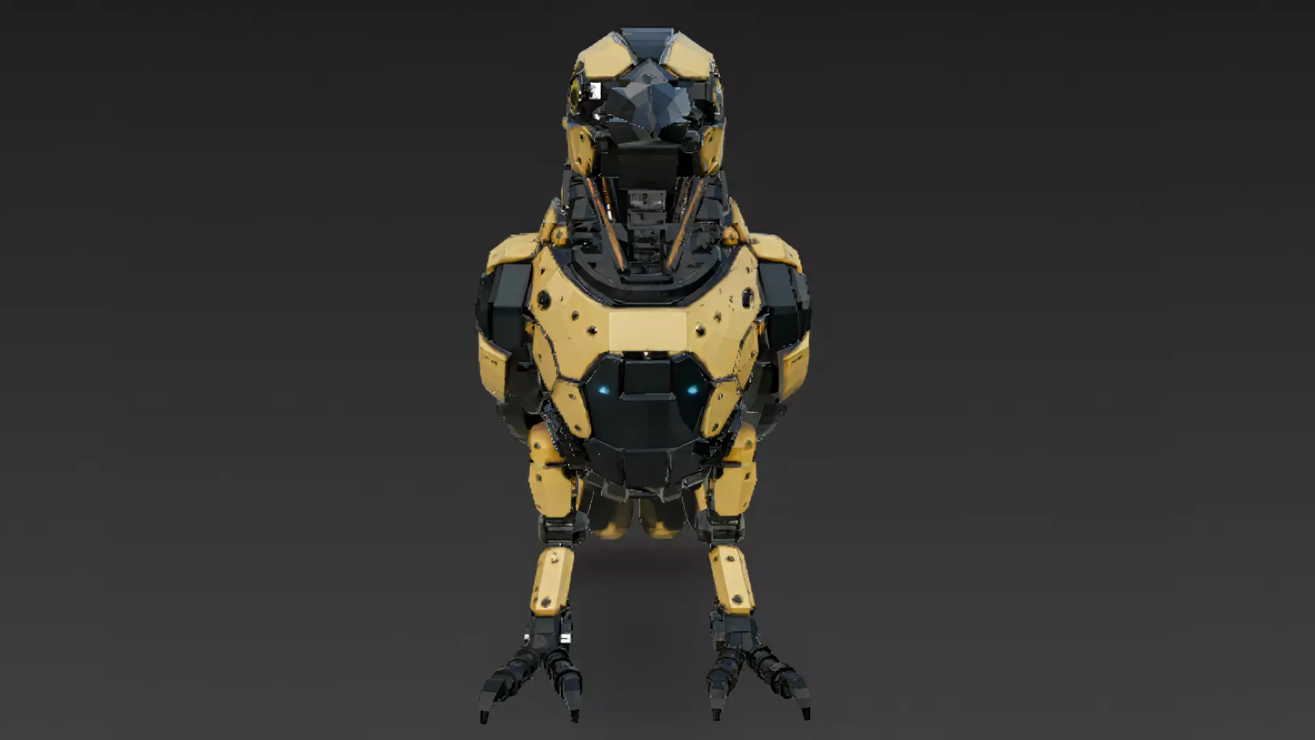 Yellow Robotic Animals Pack PBR 3D Models Low-poly 3D model_2