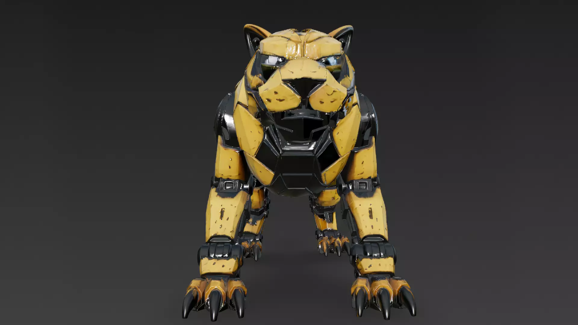 Yellow Robotic Animals Pack PBR 3D Models Low-poly 3D model_57