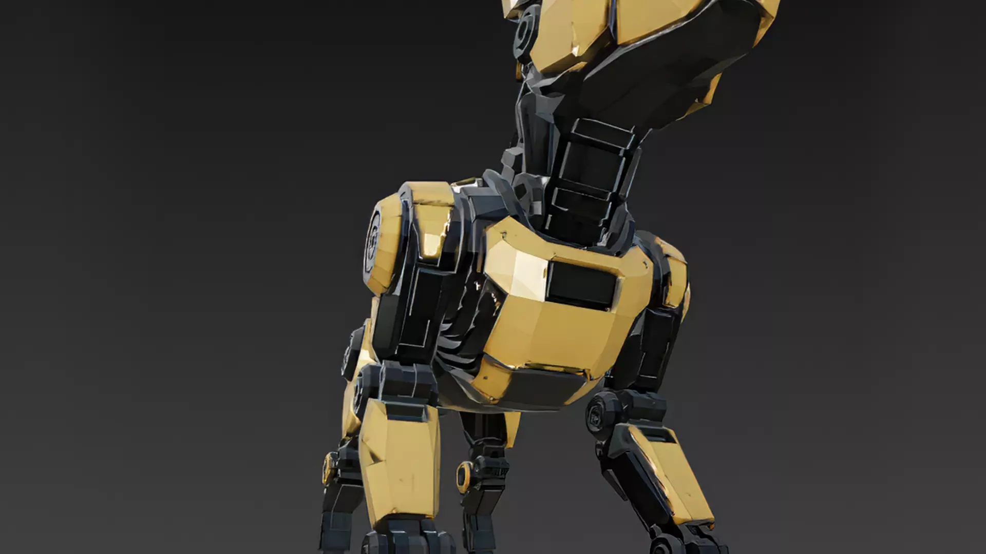 Yellow Robotic Animals Pack PBR 3D Models Low-poly 3D model_40