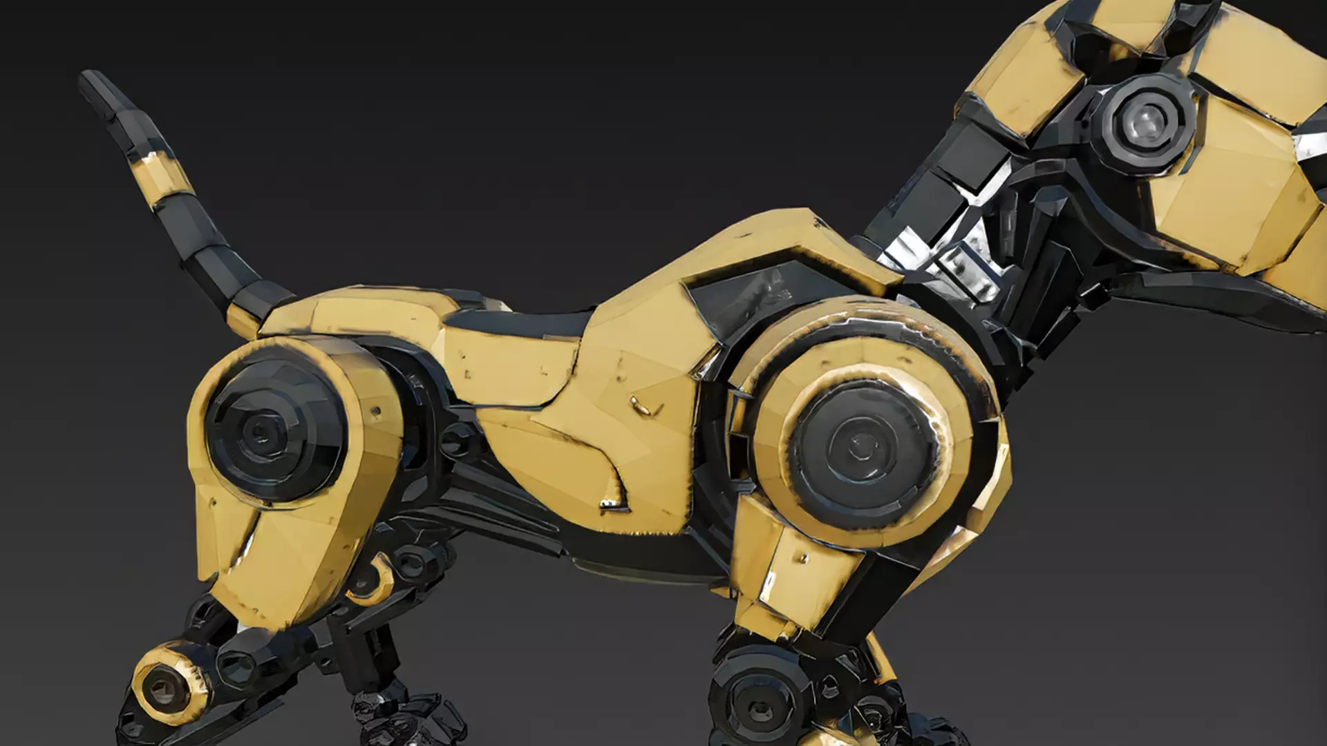 Yellow Robotic Animals Pack PBR 3D Models Low-poly 3D model_35