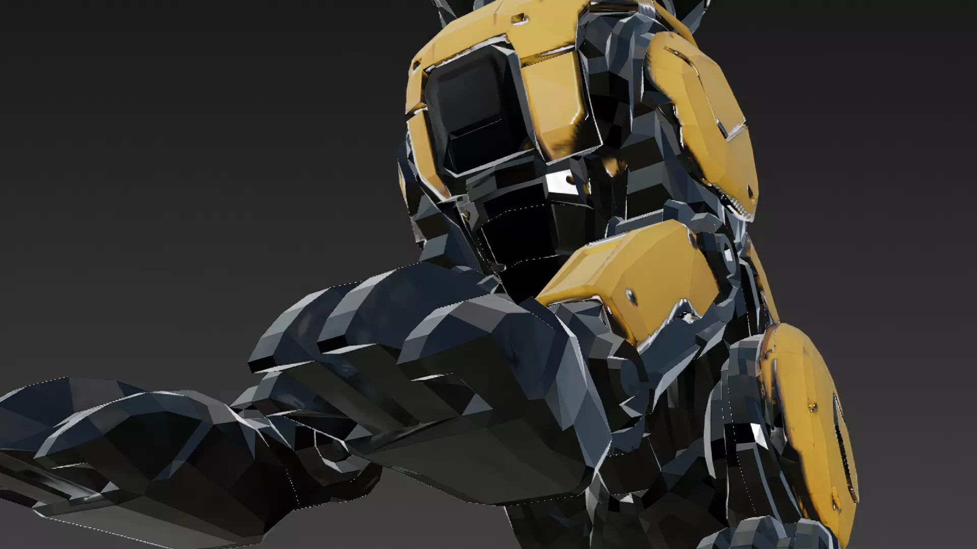 Yellow Robotic Animals Pack PBR 3D Models Low-poly 3D model_20