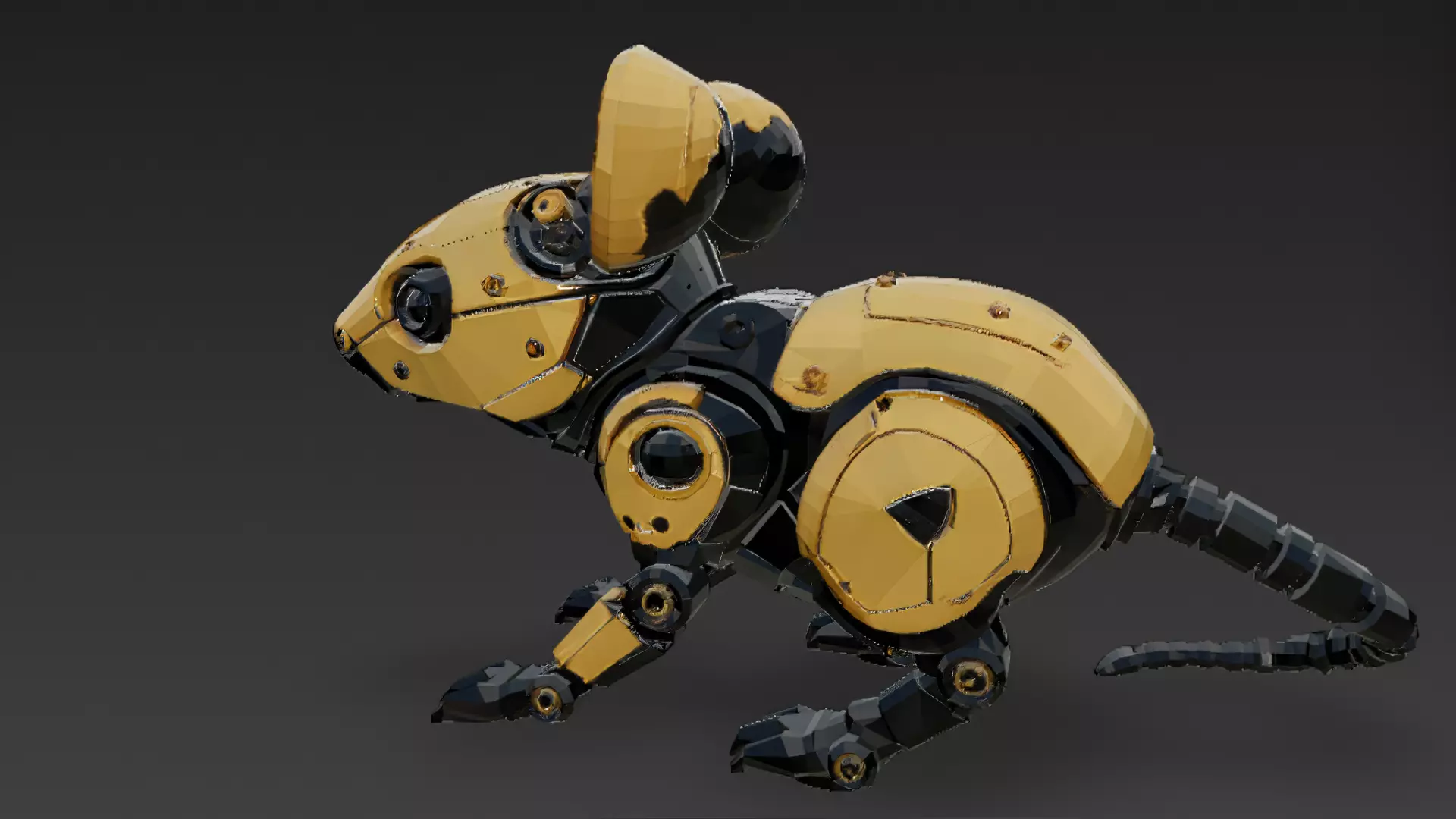 Yellow Robotic Animals Pack PBR 3D Models Low-poly 3D model_48