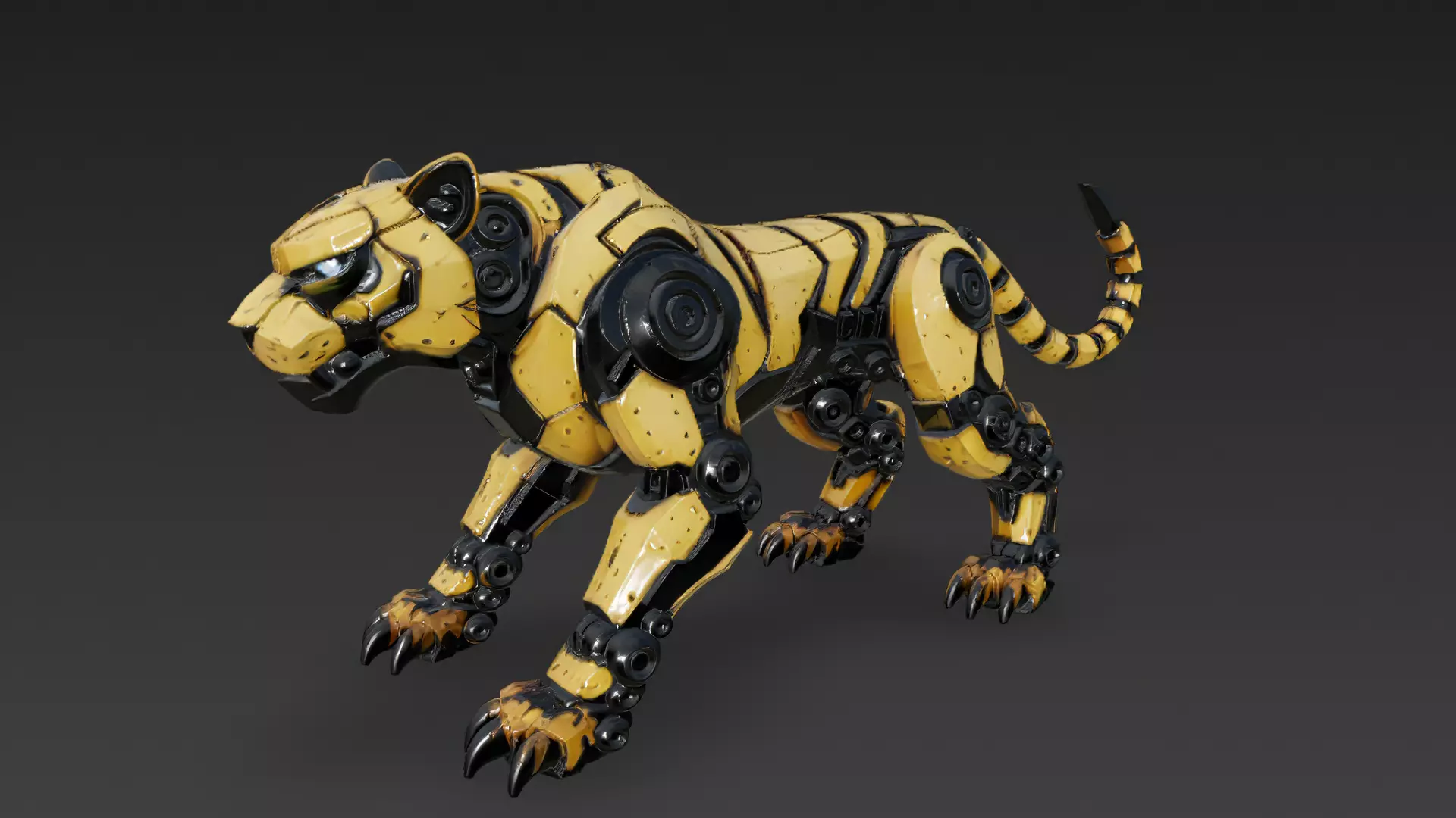 Yellow Robotic Animals Pack PBR 3D Models Low-poly 3D model_56