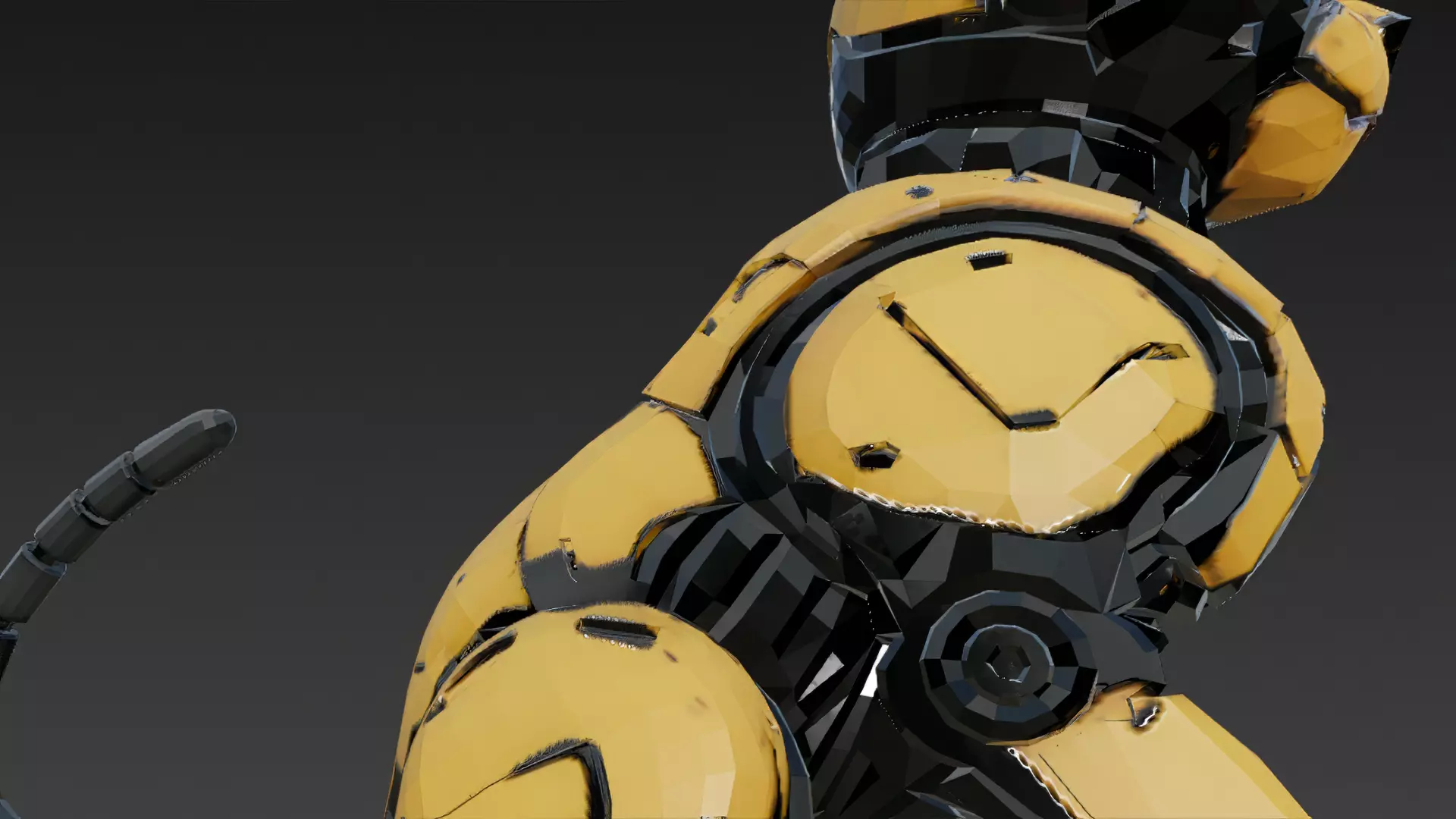 Yellow Robotic Animals Pack PBR 3D Models Low-poly 3D model_19