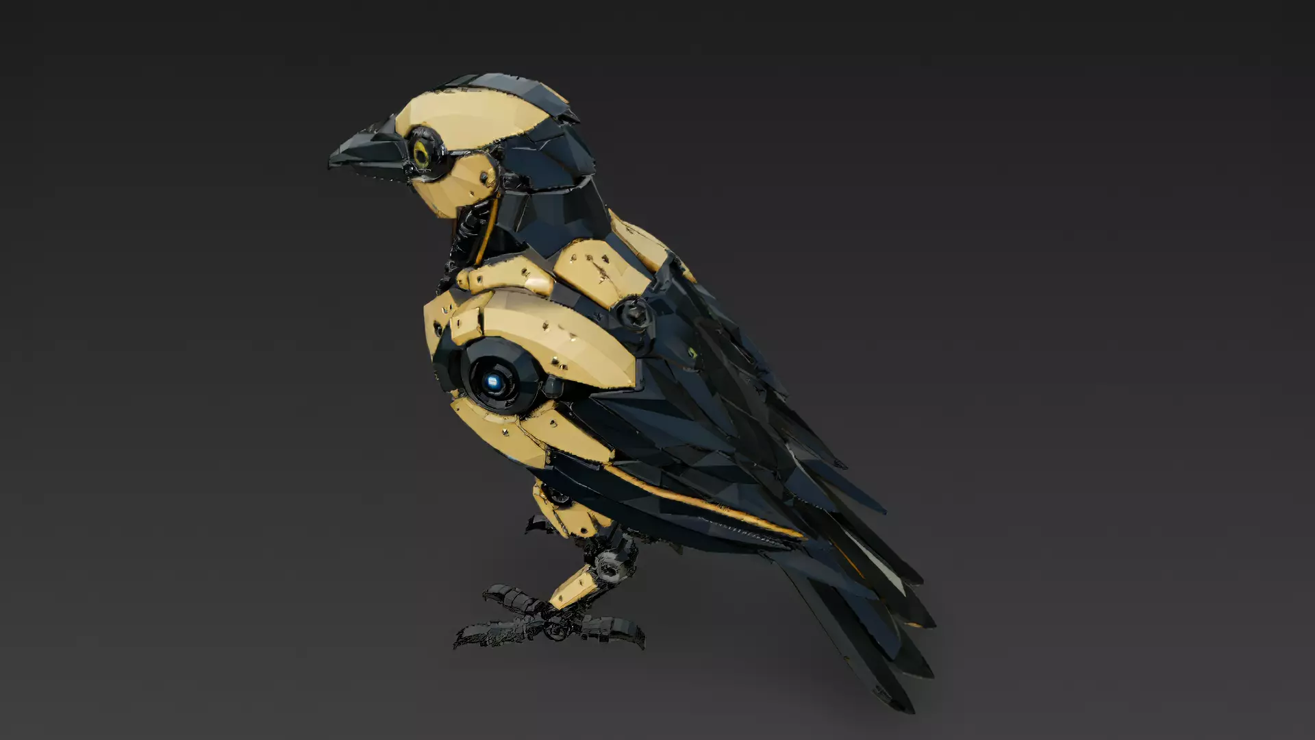 Yellow Robotic Animals Pack PBR 3D Models Low-poly 3D model_4